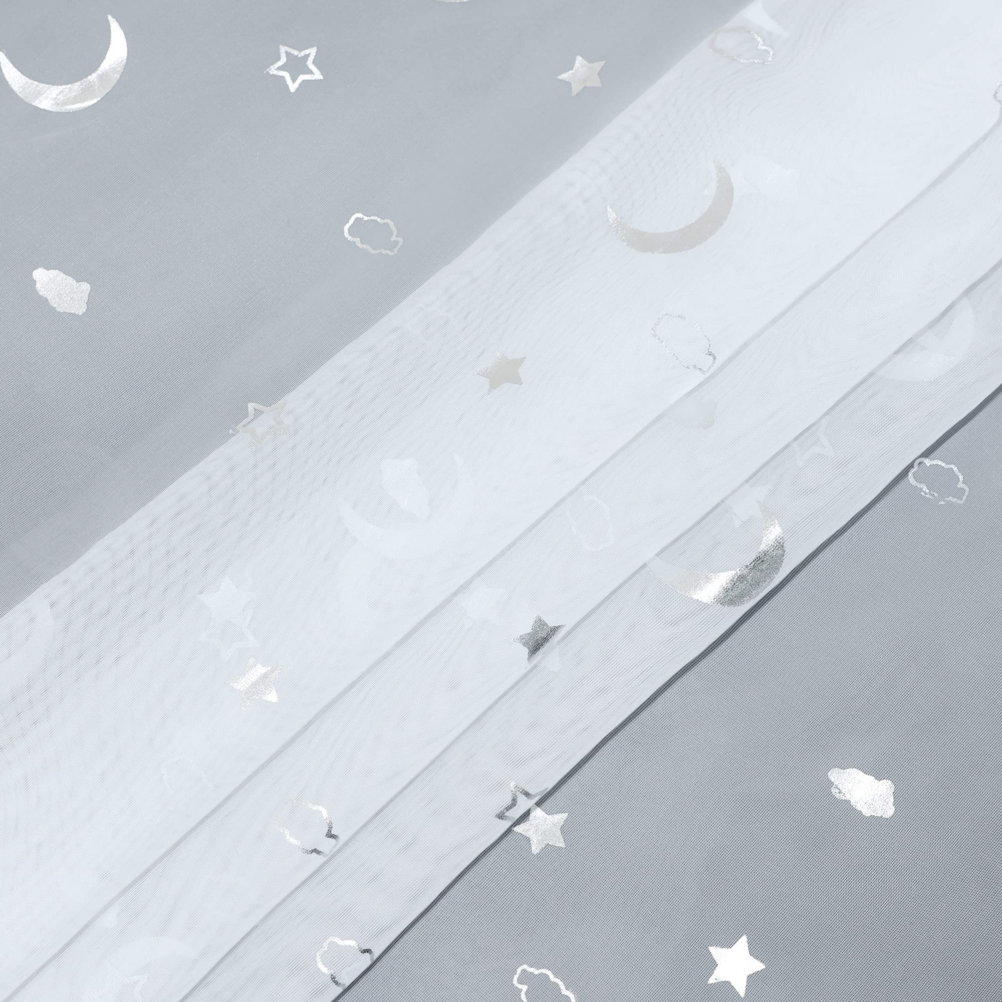 Delien Voile Raffrollo mit Klettband Transparente Gardine Raffgardine Kurz Rolls Küche Vorhang »Stern-Mond« Bändchenrollo Schals Modern für Fenster Gardinen BxH 140x140cm,Weiß