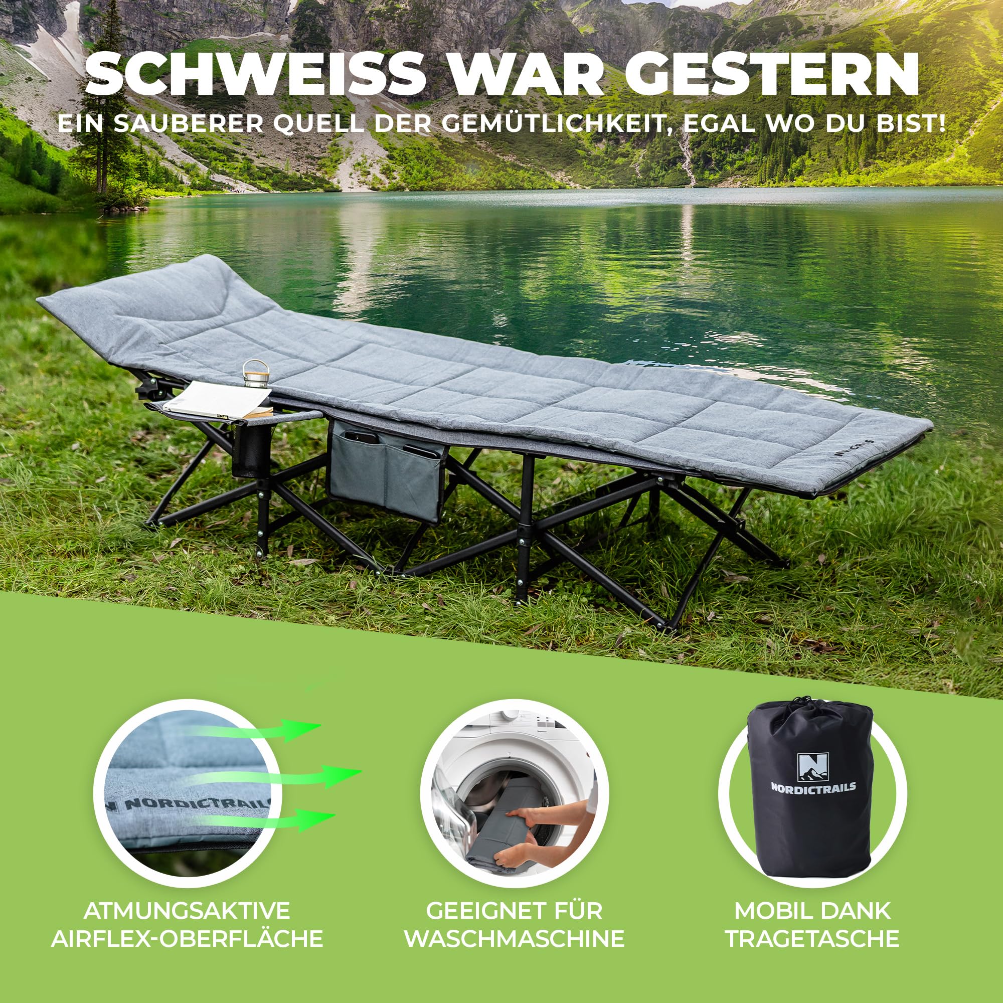 𝐍𝐎𝐑𝐃𝐈𝐂𝐓𝐑𝐀𝐈𝐋𝐒 Feldbett Auflage Camping Matratze Superweiche Campingmatratze, Auflage Liege & Matratze Feldbett Liegeauflage Outdoor, Gästebett