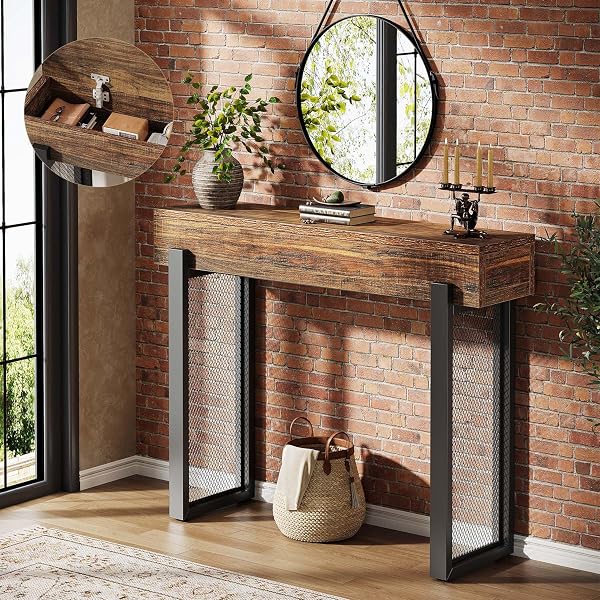 Rustic Industrial Table with Hidden Storage