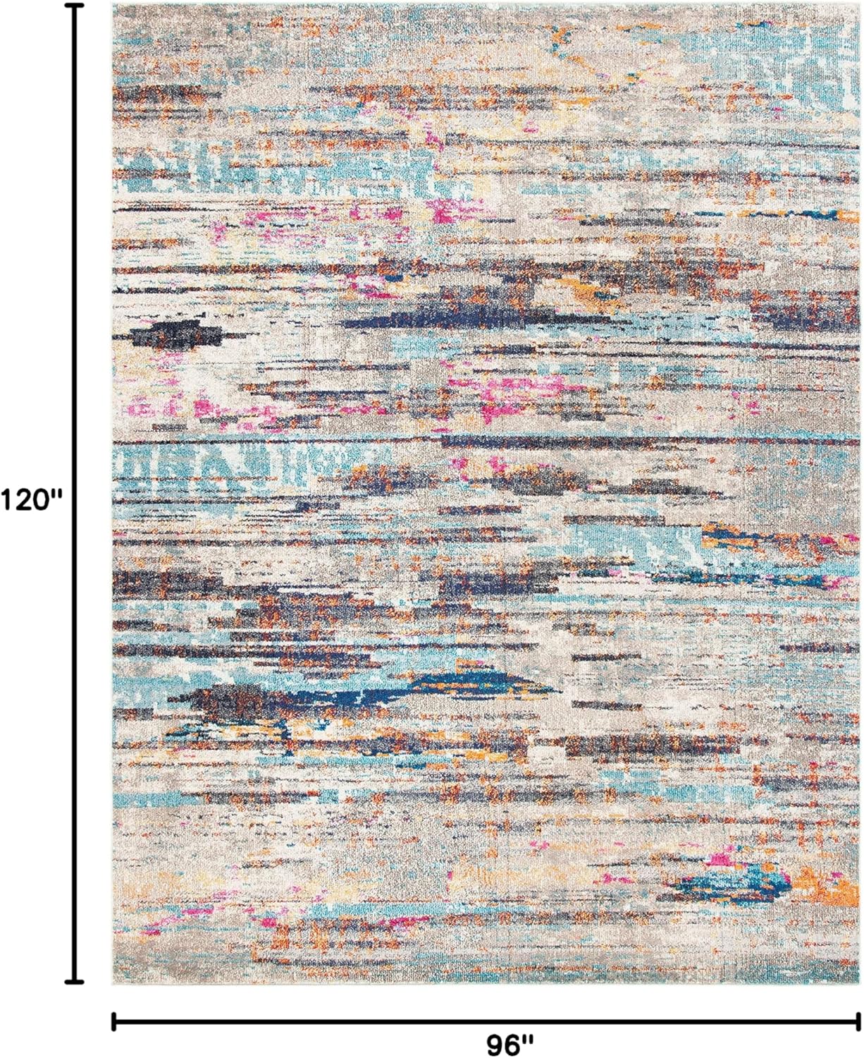 SAFAVIEH Area Rug 8x10 - Madison Collection - Large - Grey & Turquoise, Boho Abstract Distressed Design, Non-Shedding & Easy Cleaning, Ideal for Living Room, Bedroom, Office, Dining Space (MAD419F)