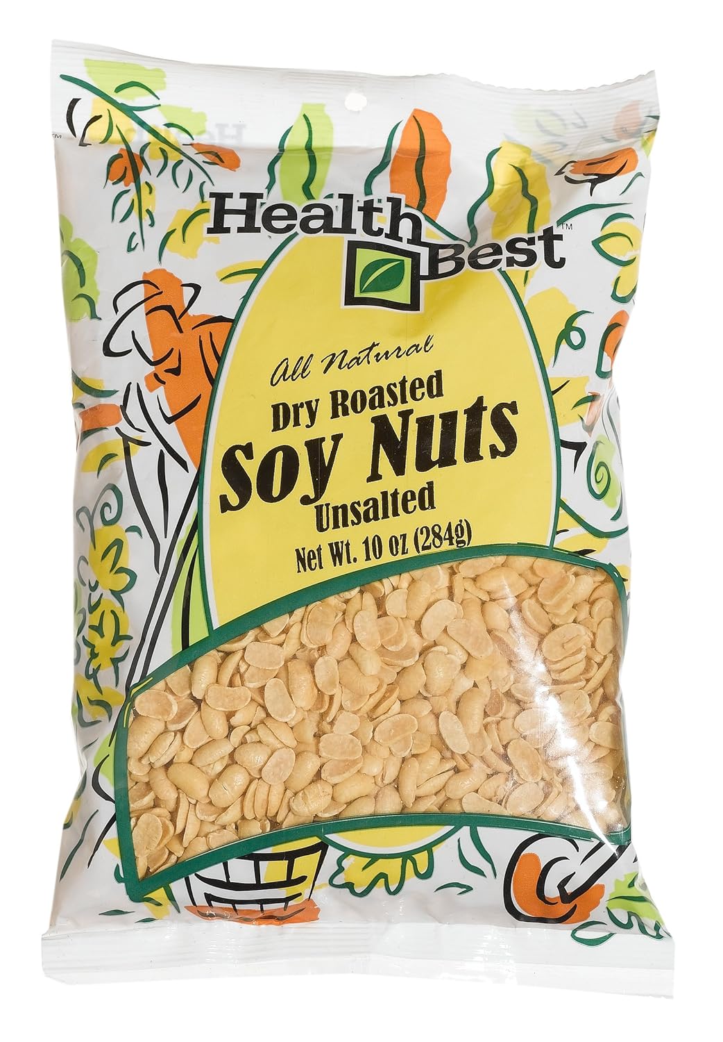 Health Best Soy Nuts Dry Roasted Unsalted, 10Ounce Units