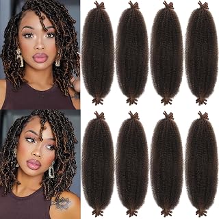 Marley Twist Braiding Hair 8 Packs Springy Afro Twist Hair 16 inch Pre-Separated Braiding Hair for Distressed Faux Locs Spring Twist Hair Extensions for Women (1B/30, 16 Inch (Pack of 8))