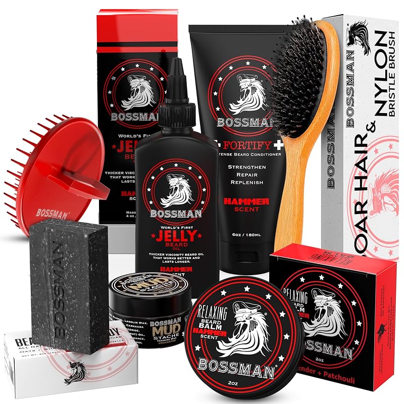 Kit de cuidados para barba Bossman Big Boss com 7 peças Hammer