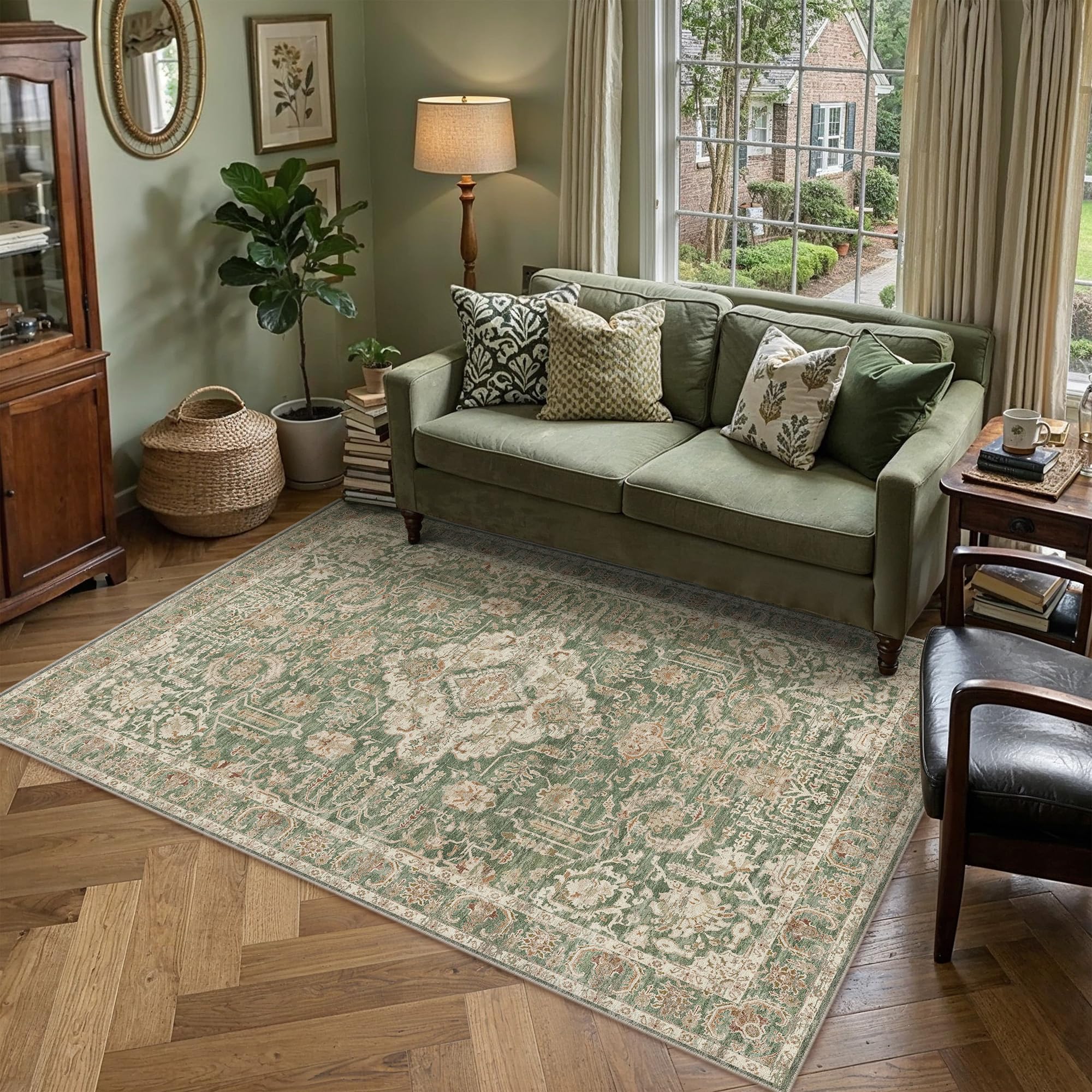 PureCozy Green Rugs Living Room 160x230cm Vintage