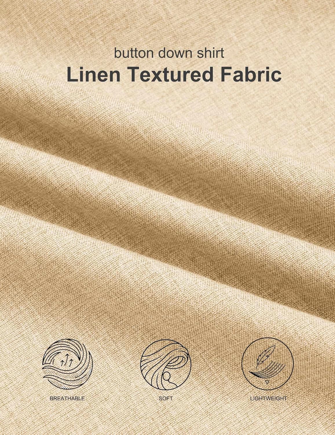 COOFANDY Mens Button Down Shirt Short Sleeve Casual Shirts Summer Beach Wedding Linen Shirt with Pocket - Image 6