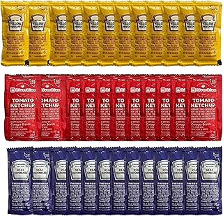Premium Condiment Variety Pack 150 Gourmet Packets of Ketchup, Mustard & Mayonnaise Ideal for Gift Baskets, Travel, Lunches & Food Service