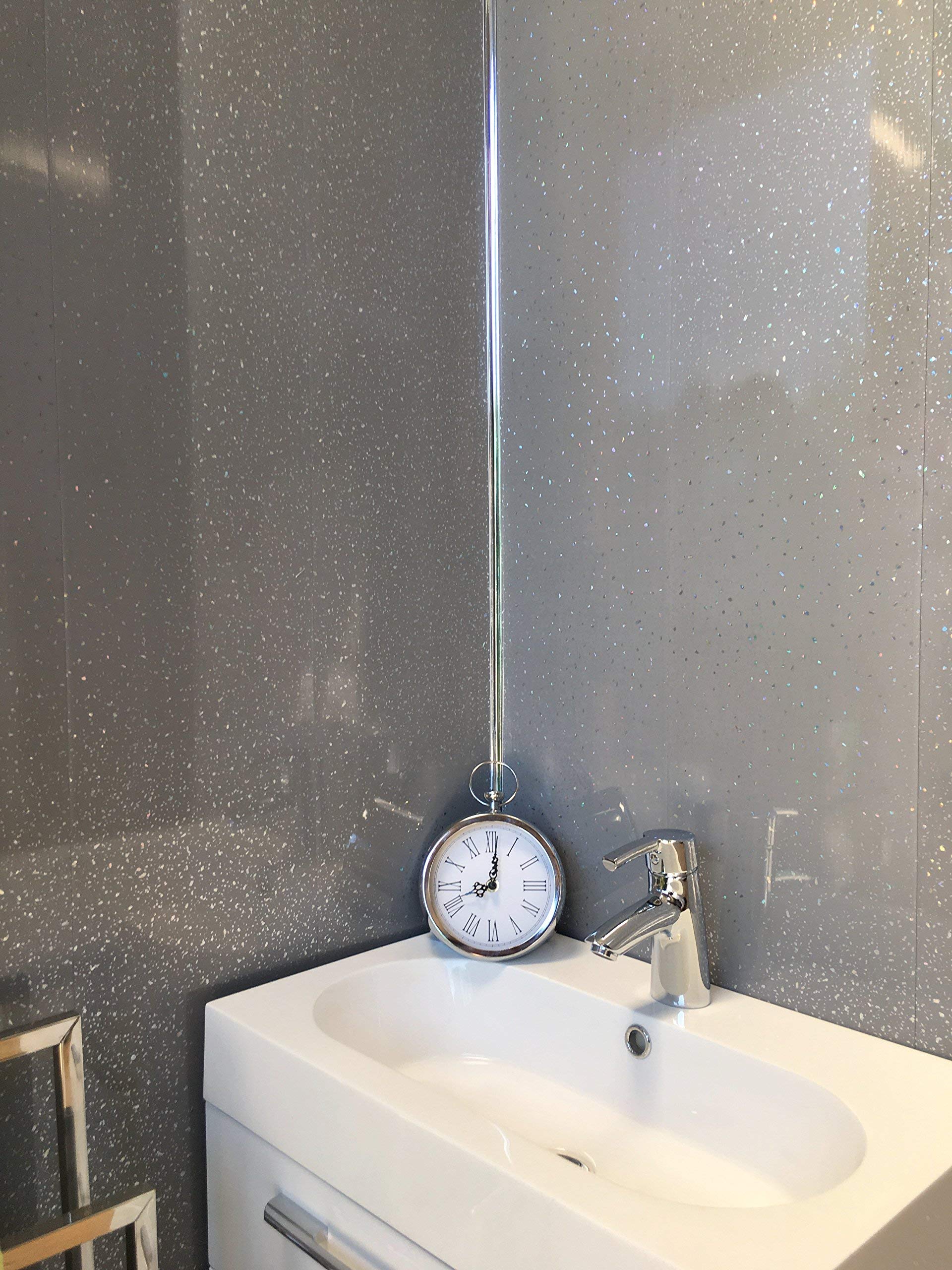The Cladding Store Grey Sparkle 250mm Wide x 2.6m Long x 5mm Deep Shower Panel Bathroom Wall