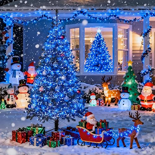 Vista 54 de JMEXSUSS Decoraciones del 4 de julio, luces rojas, blancas y azules, tira de 100 luces LED de 33 pies para interiores, 8 modos patrióticos del 4