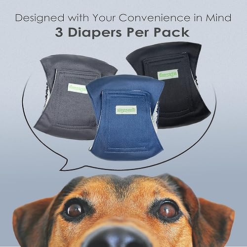 Miniatura 4 de wegreeco Banda para el vientre lavable para perro macho, color carbón, paquete mediano con jeans, talla M
