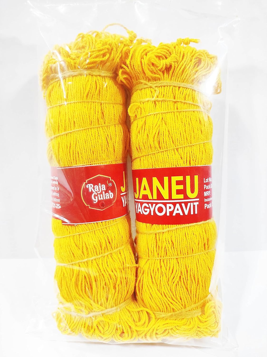 RAJA GULAB Haldi Pila Cotton Thread Long janau/janeu/Sacred Thread/yagnopaveeth dhaga Pack of Pic (20)
