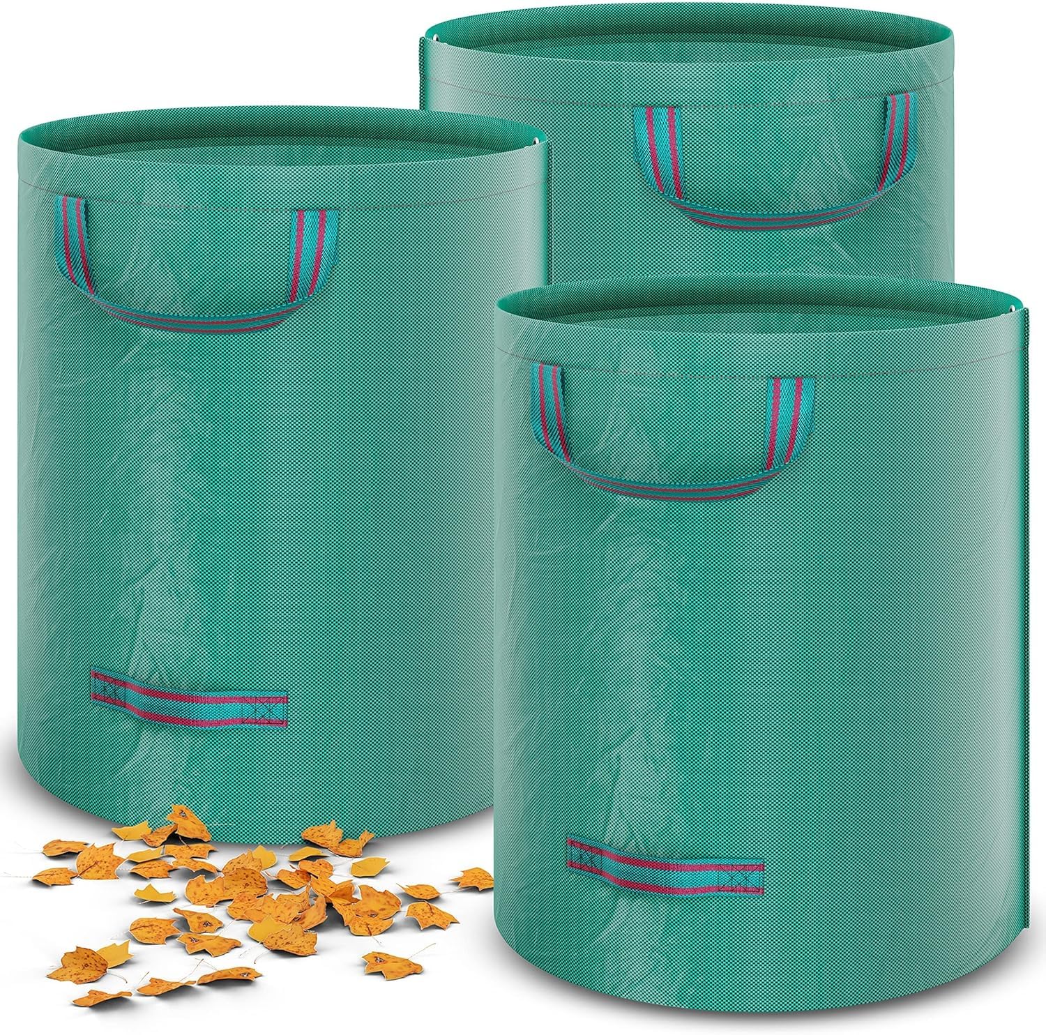 HAYATEC Gartensack 3x Laubsack Gartenabfallsack stabil mit 4 Griffen selbststehend UV-Beständig 272 liter groß Wasserdicht robust aus Polypropylen-Gewebe (PP) 150g/m² 390g