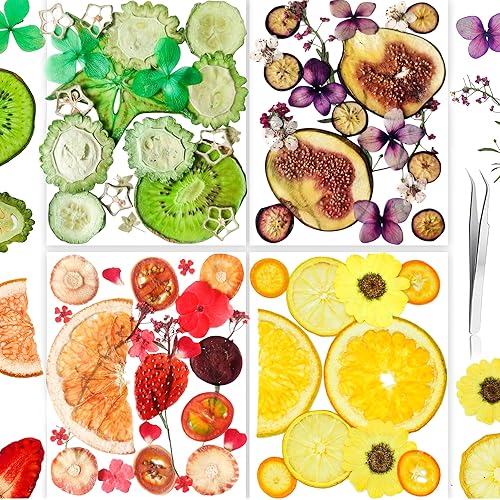 Flores de frutas prensadas secas naturales para molde de resina juego floral de prensado en seco real para hacer joyas tarjetas álbumes de recortes
