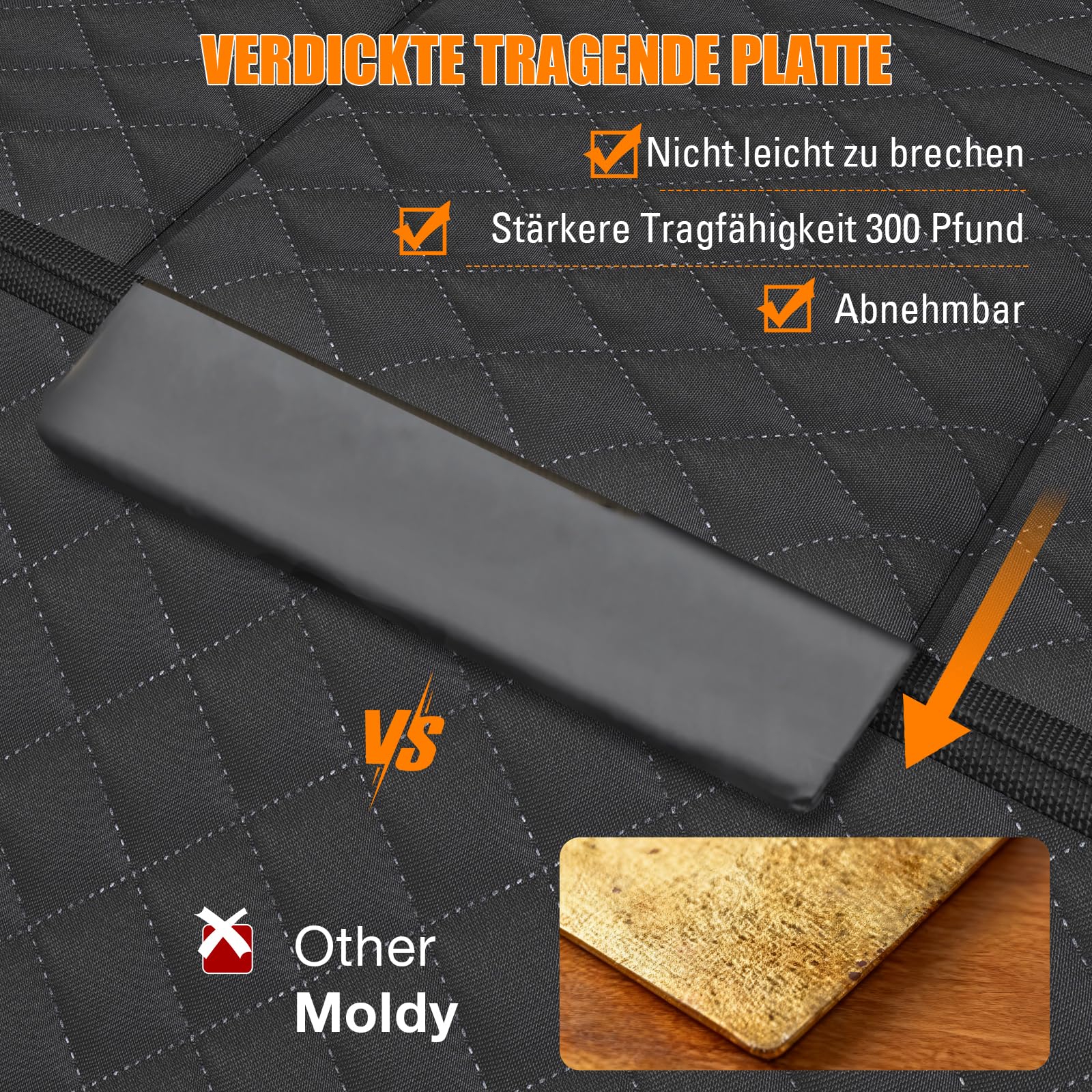 Hundedecke Auto Rückbank[127x62cm],Wasserdicht,Kratzfest mit Hartschale (300 Pfund Traglast),Rücksitzschutz für SUV & Familienauto,Abnehmbar, Waschbar mit Belüftungsnetz & Tasche (Schwarz)