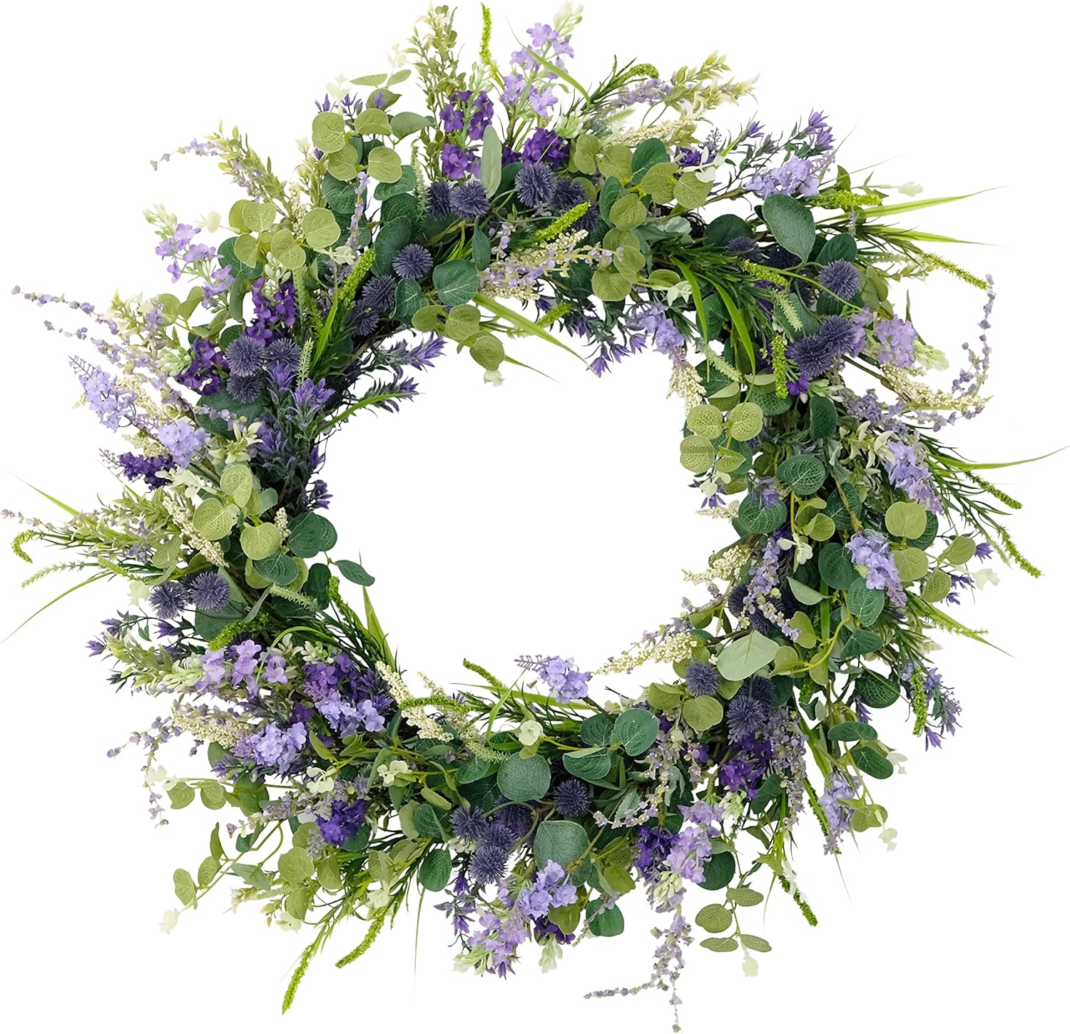 Puleo International 30" Artificial Eucalyptus Floral Spring Door Wreath, Multicolor (2605-W30)