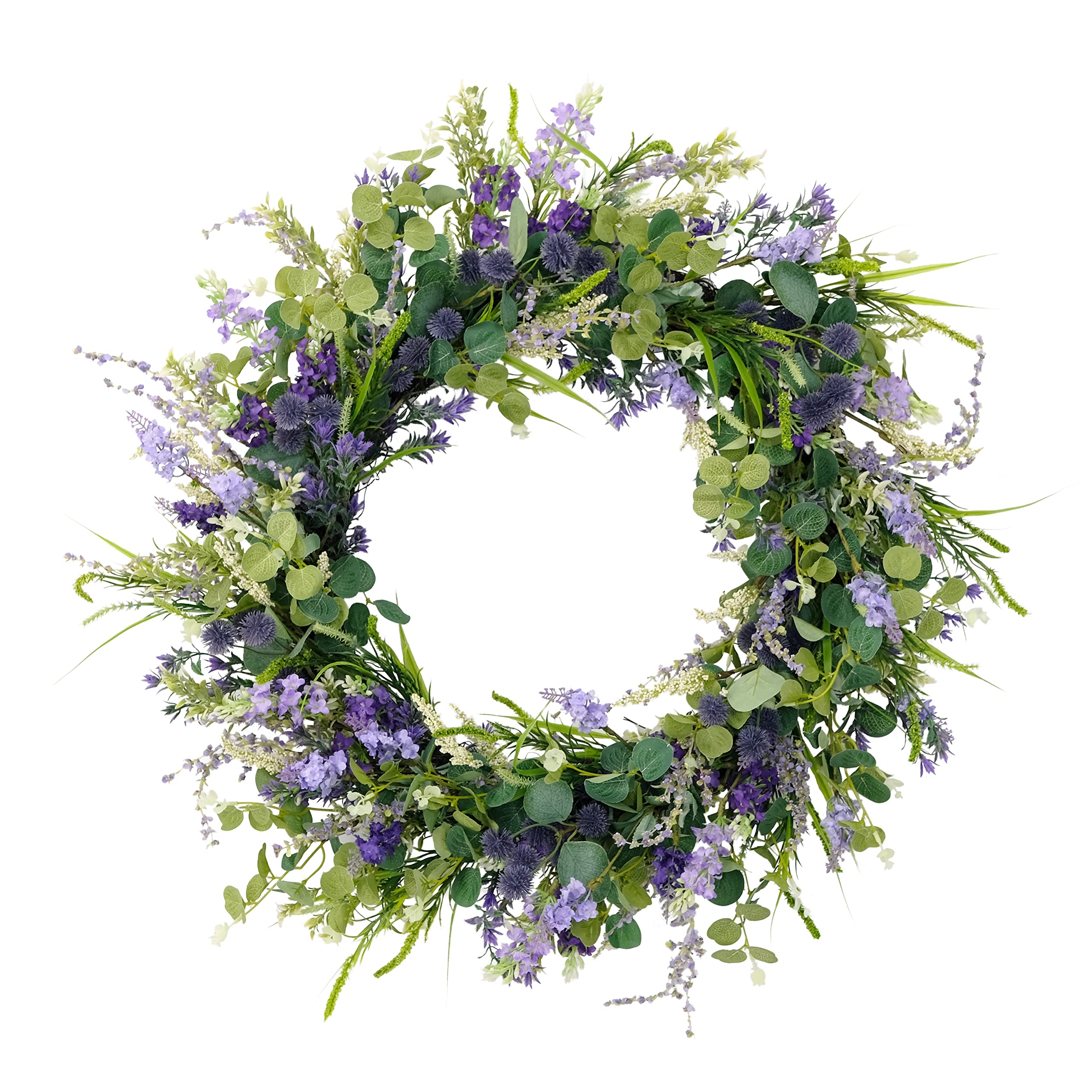 Puleo International 30" Artificial Eucalyptus Floral Spring Door Wreath, Multicolor (2605-W30)