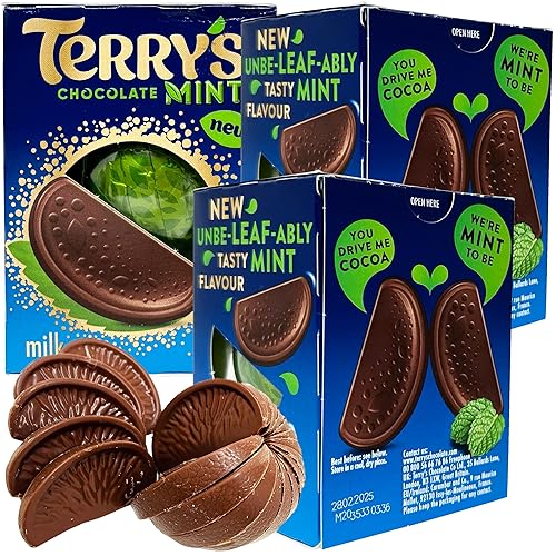 Caramelo del día de San Valentín, bolas de chocolate y naranja de Terry's, paquete de 3 bolas de chocolate naranja con sabor a menta de Terry's,