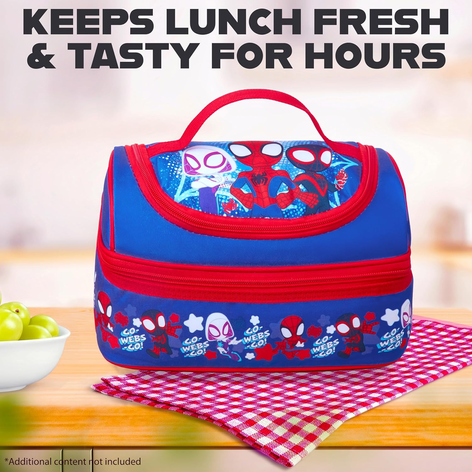 Get Trend Marvel Spidey Lunch Bag Insulated Lunch Box with Two Compartments for Picnic Snacks Cooler Bag Gifts for Kids (Blue/Red Spidey) - Image 5