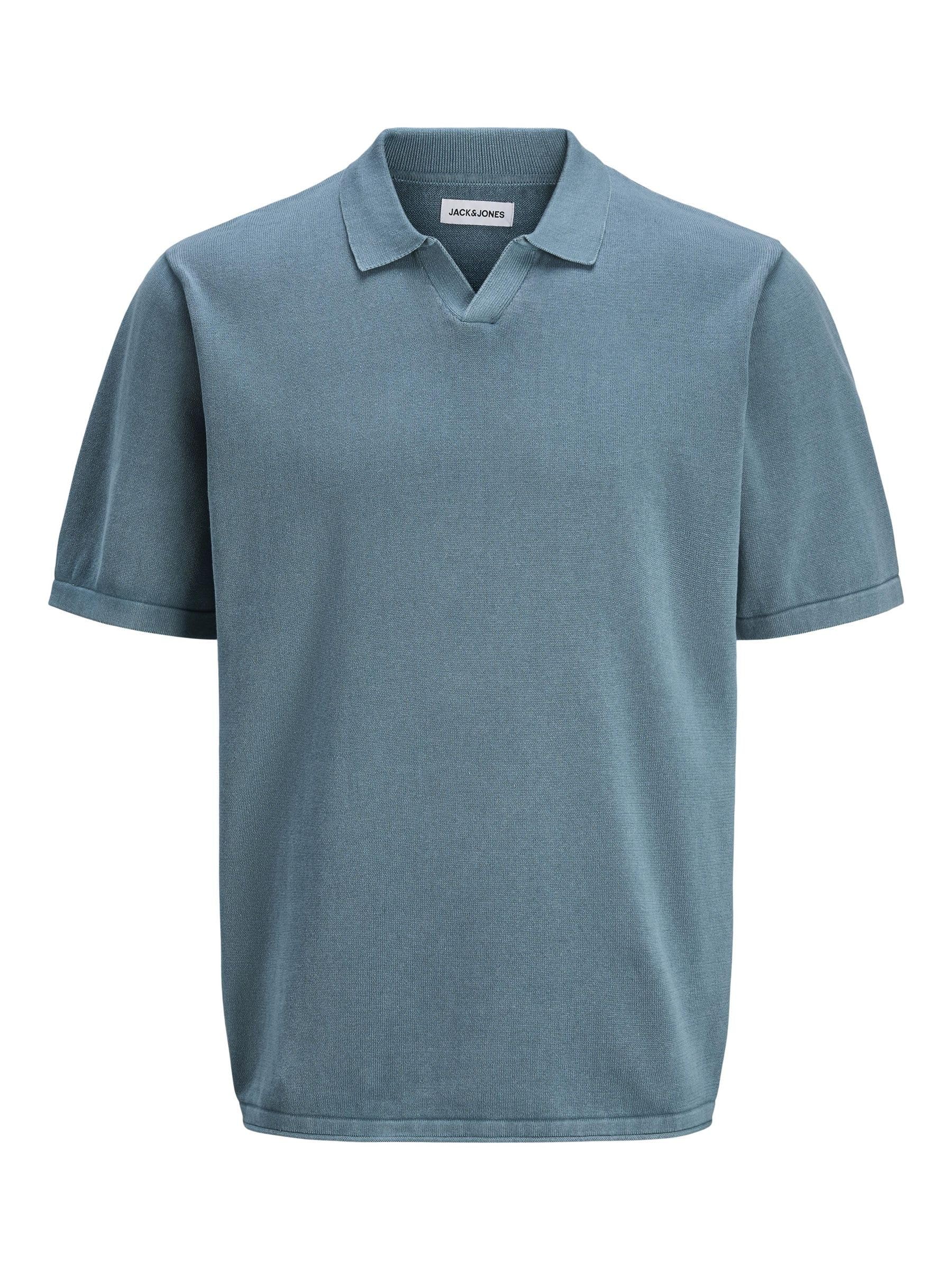 JACK & JONES JJELEO Knit Polo SS SN, Oceanview, L