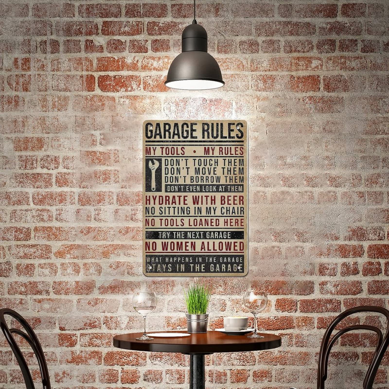 ZHMAO Plaque En Métal Déco Vintage - Mecanique Voiture USA - Pin Up American Hot Rod[1249