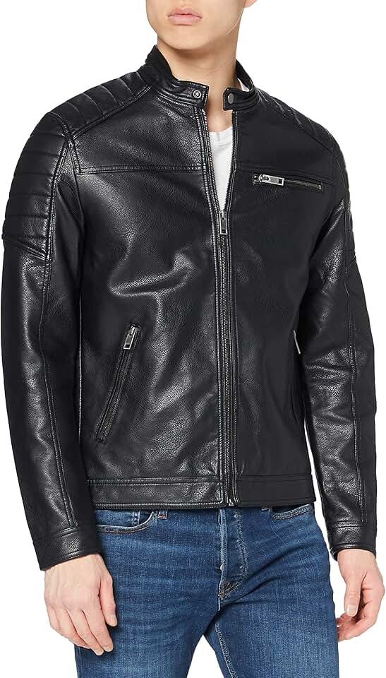 Amazon.co.uk leather jacket mens Clothing