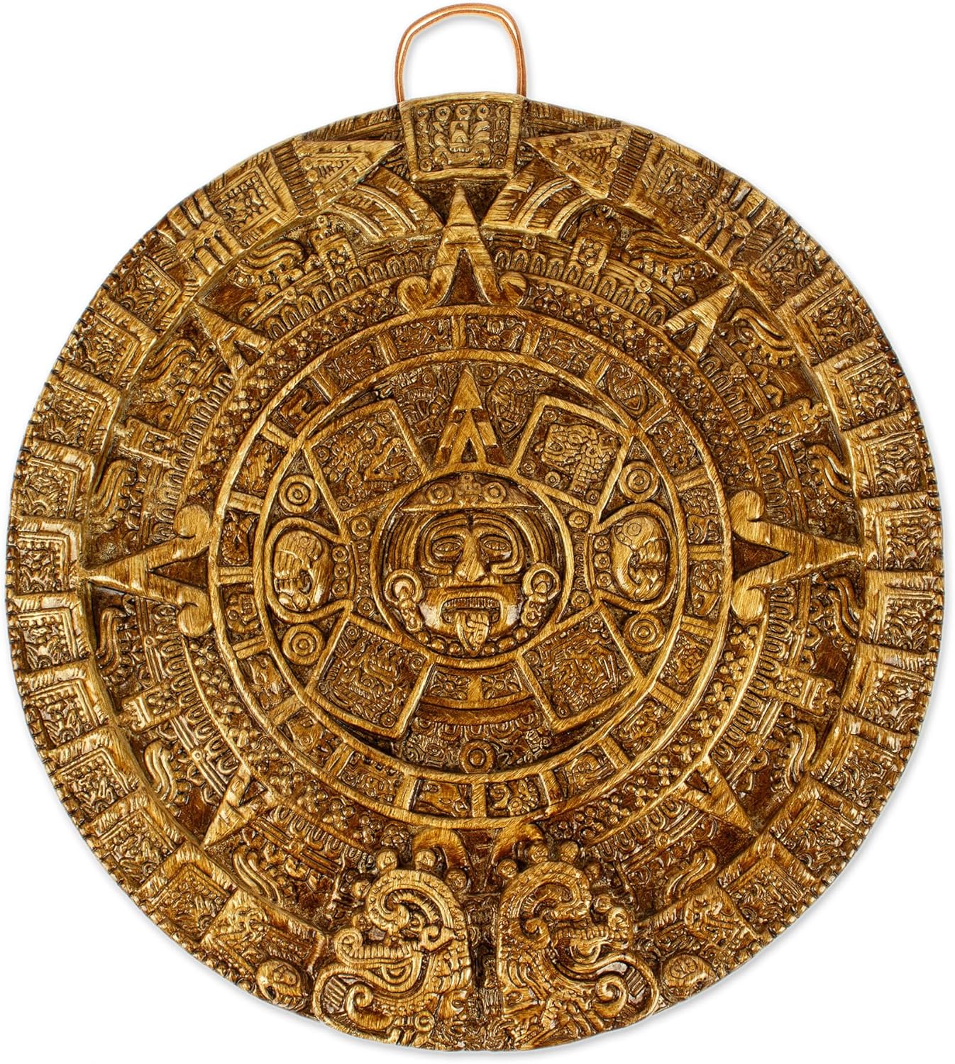 NOVICA Light Brown Archaeological Theme Ceramic Advent Calendar Plaque, 'Honey Aztec Sun Stone'
