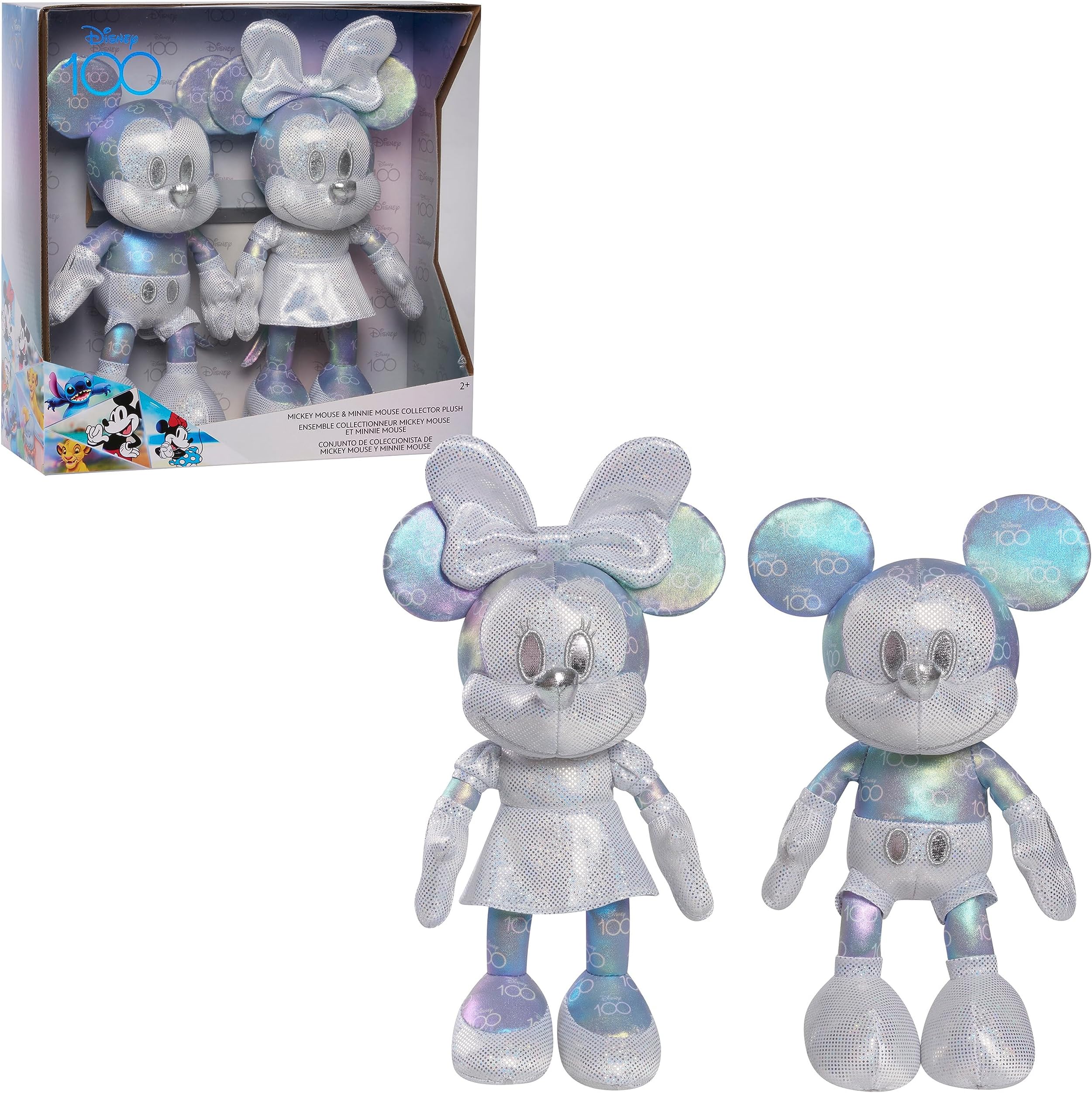 Disney100 Years of Wonder Mickey Mouse & Minnie Mouse Collector Set Plush Stuffed Animals, Kids Toys for Ages 2 Up by Just Play