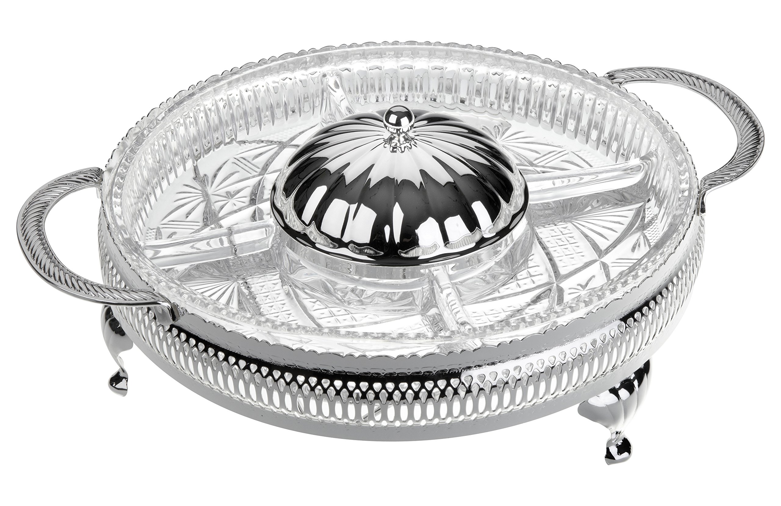 QUEEN ANNE Hors Round d'oeuvre With Lid and Legs 5 Partition