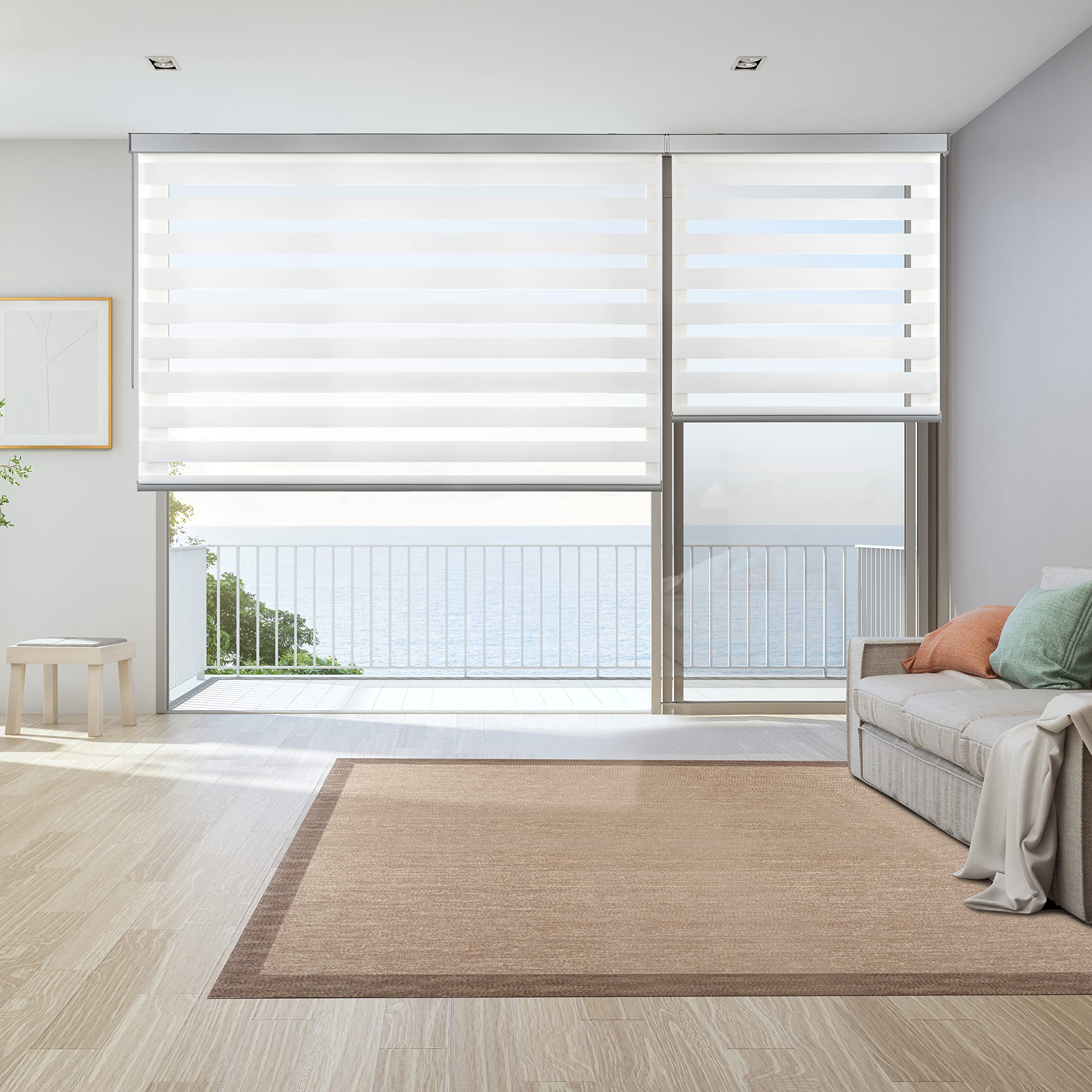 Estores Noche y Día Premium con galería y cadeneta en Aluminio de Máxima Calidad para Ventanas y Puertas, Estores enrollables de Alta Gama Blanco Top 100x250cm (Ancho x Alto) STORESDECO