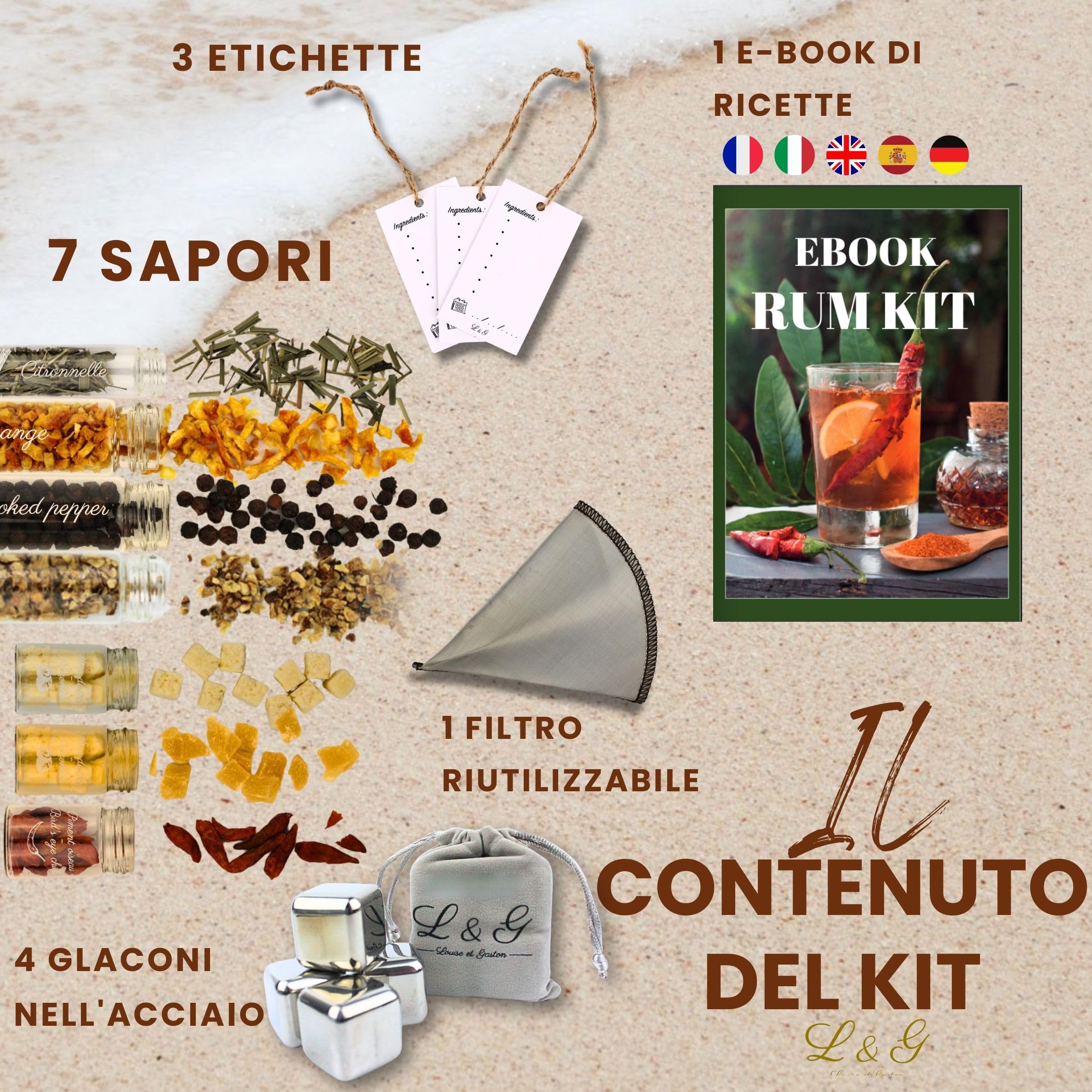 Kit personalizzato L&G® per la scoperta delle spezie al rum - Esclusiva scatola fai da te per uomo/donna, Natale originale, compleanno, idea regalo originale per San Valentino, esperienza domestica in