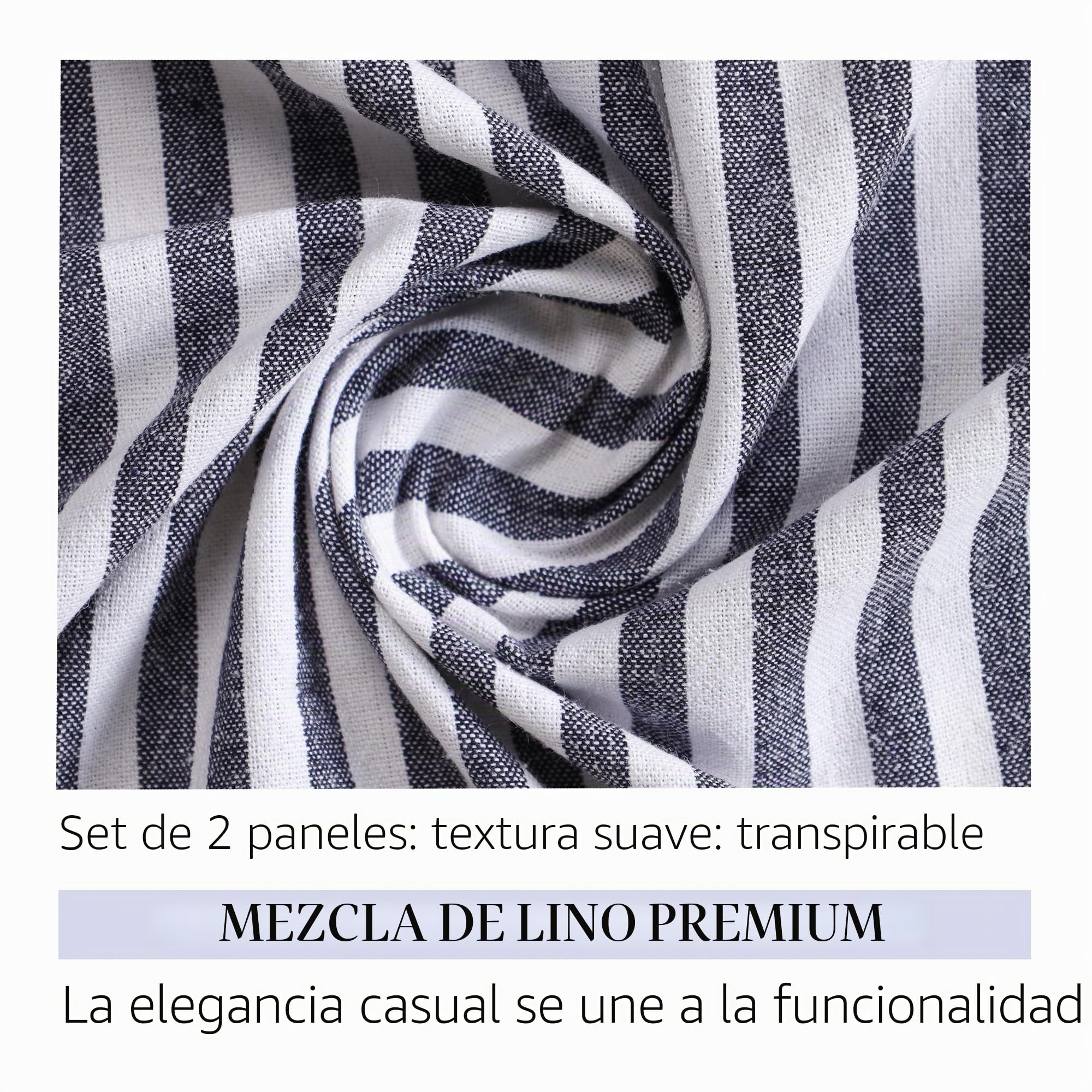 THE ART BOX Cortinas de Gasa a Rayas, Cortinas Colgantes de Lino Bohemio con Lazos en la Parte Superior, Filtrado de Luz, Tratamiento para Puertas y Ventanas, 2 Paneles de Cortinas para Sala de Estar