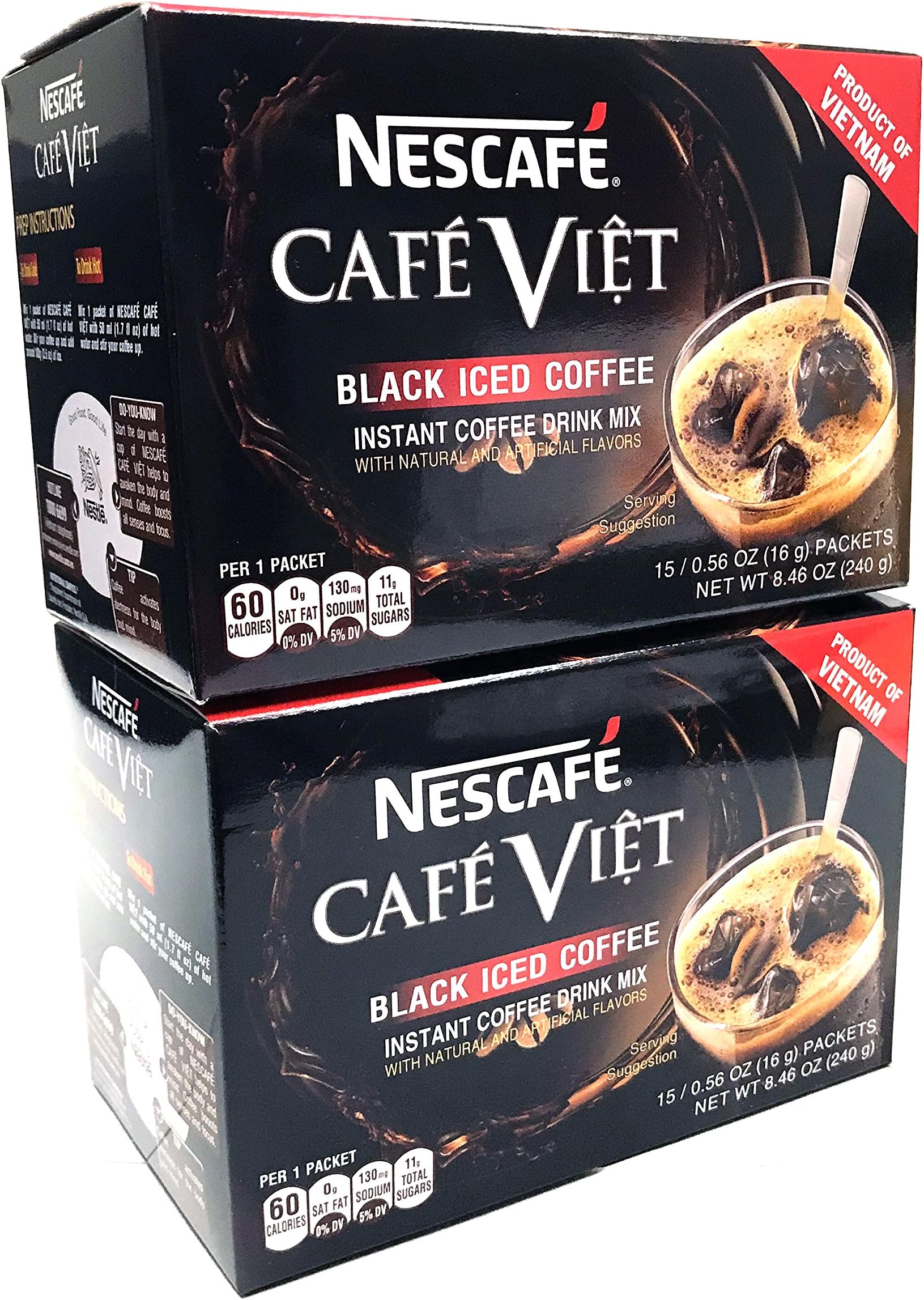 Nescafe Cafe Viet Black Iced Coffee Instant Coffee 15 Packets X 2 Packs