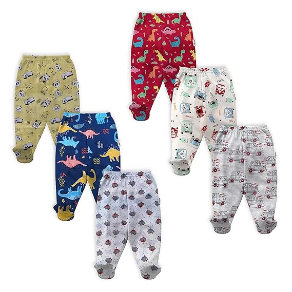 NammaBaby Unisex Assorted Printed Pajama Leggings with Booties -(Pack of 6)