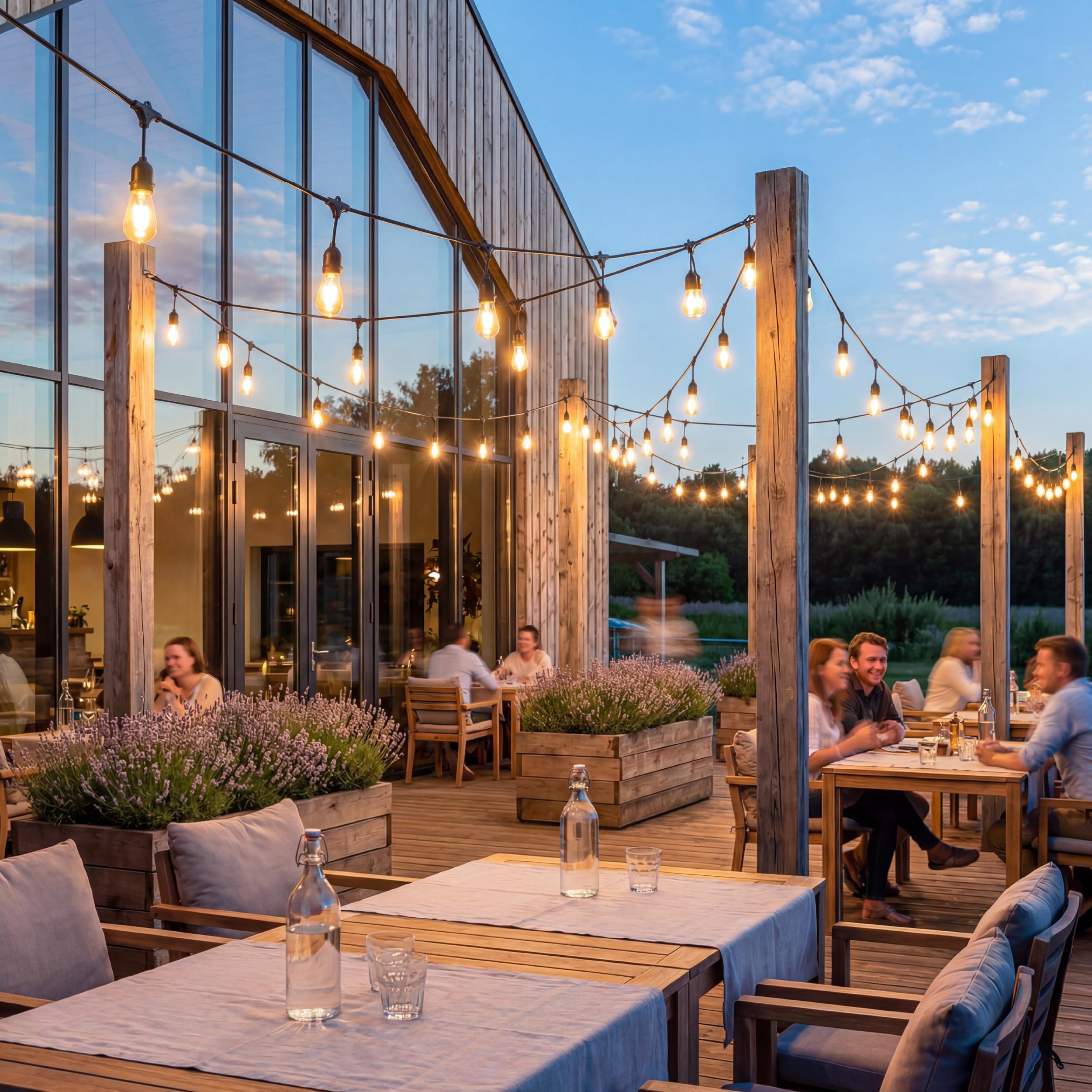 Lichterkette Außen Outdoor LED Strom,20M Außenbeleuchtung mit Stecker, 20 Glühbirnen, IP65 Wasserdicht Wetterfest Lichterkette Glühbirnen für Garten Terrasse Party Weihnachten, Warmweiß,2 Ersatzbirnen