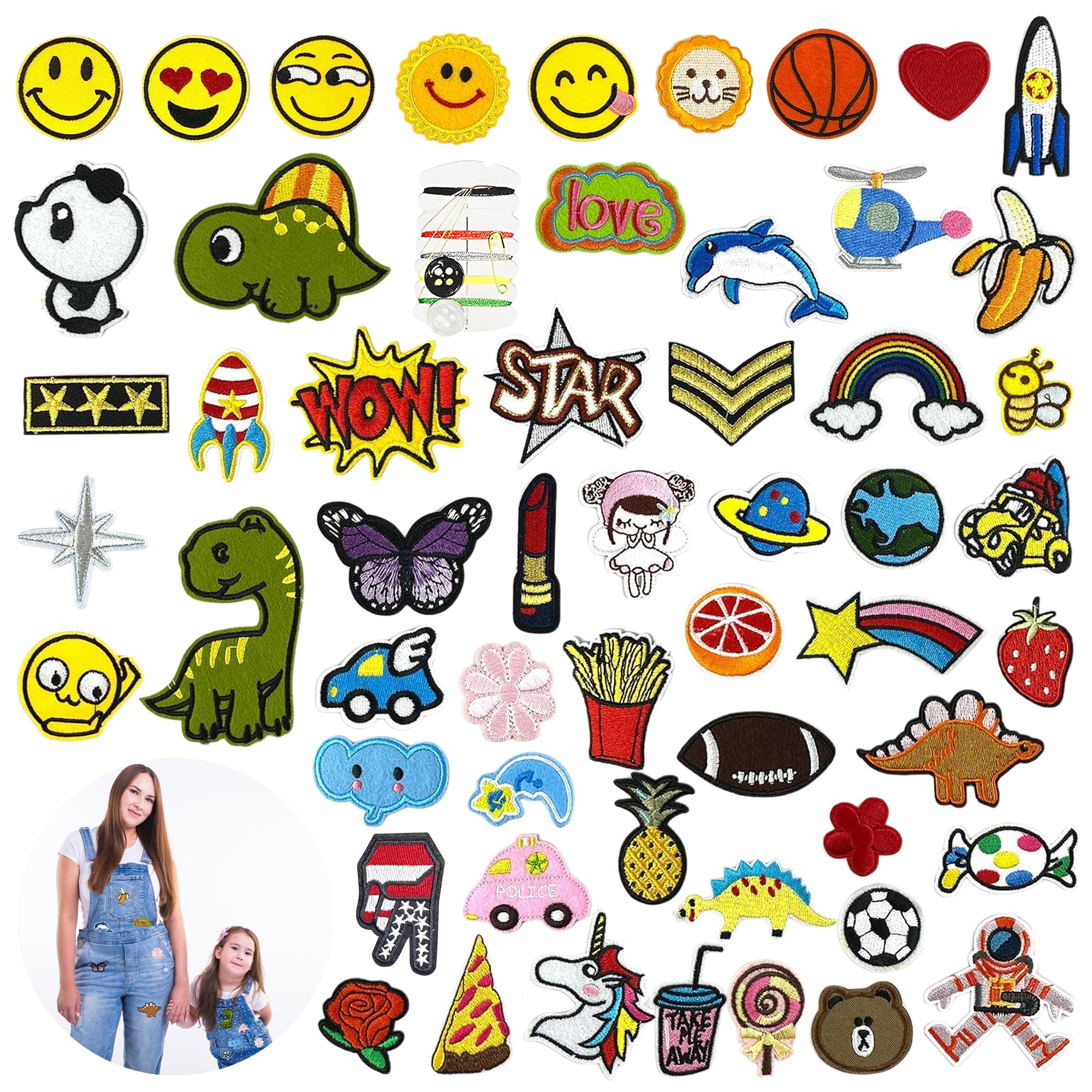 55 Toppe Termoadesive Per Bambini - Patch Colorate Per Vestiti, Giubbotti E Jeans - Foto 12