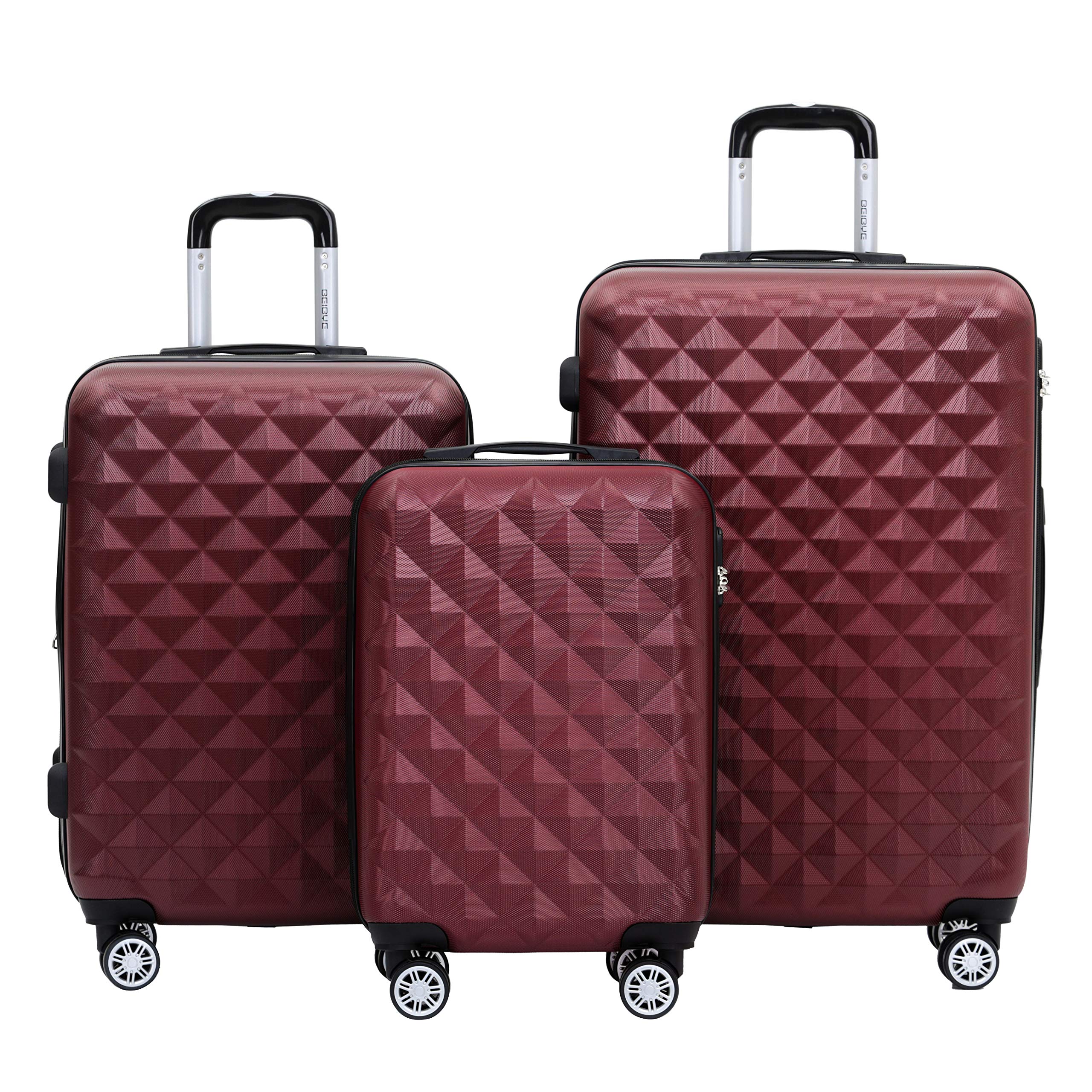 BEIBYE Trolley Koffer Reisekoffer Reisekofferset Gepäckset Kofferset 4 Zwillingsrollen Hartschale