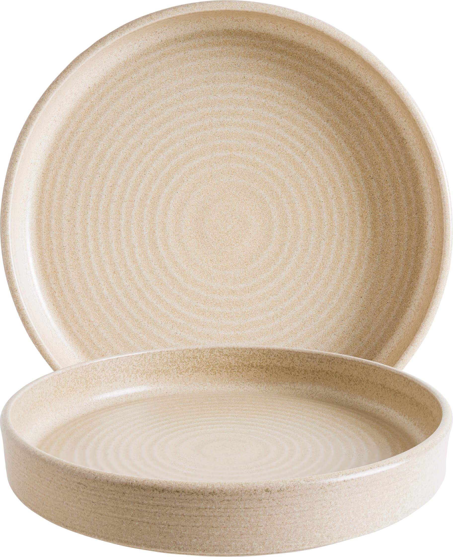 Bonna Mirage Ripple MRGRPL23JO - Platos apilables profundos de 23 cm – Juego de 6 unidades, 415 ml, porcelana beige, apto para microondas y lavavajillas, vajilla moderna para el día a día y la