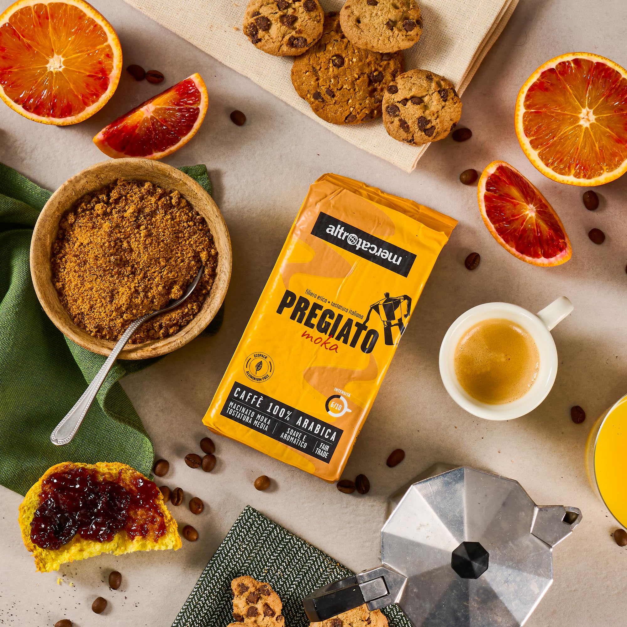 ALTROMERCATO – Caffè 100% arabica pregiato macinato per moka – caffè biologico da commercio equo e solidale – gusto raffinato e aromatico, equilibrio e finezza in tazza – formato bipack – 2 x 250 g