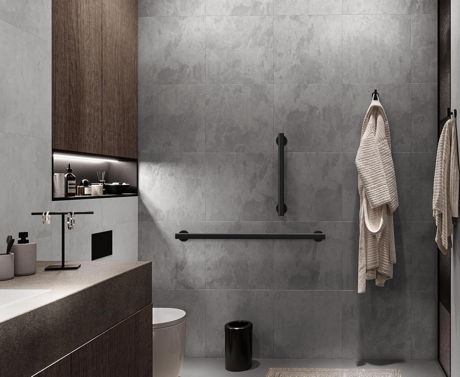 Gatco 671MX Nouveau 18" L Grab Bar, Matte Black/ADA Compliant Stainless Steel Safety Grab Bar for Bathroom