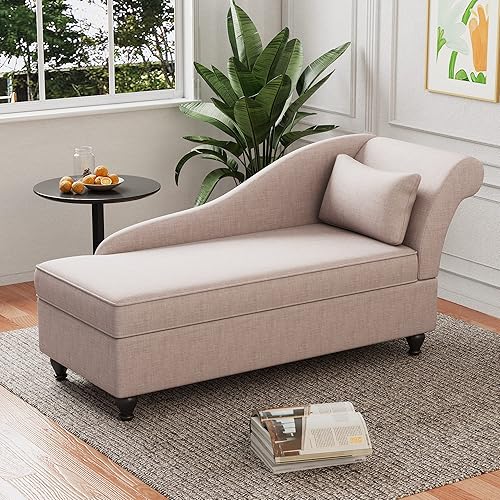 Miniatura 5 de Tongli Tumbona moderna de almacenamiento para interiores, tumbona de tela, sofá reclinable, para dormitorio, oficina, sala de estar, apartamento