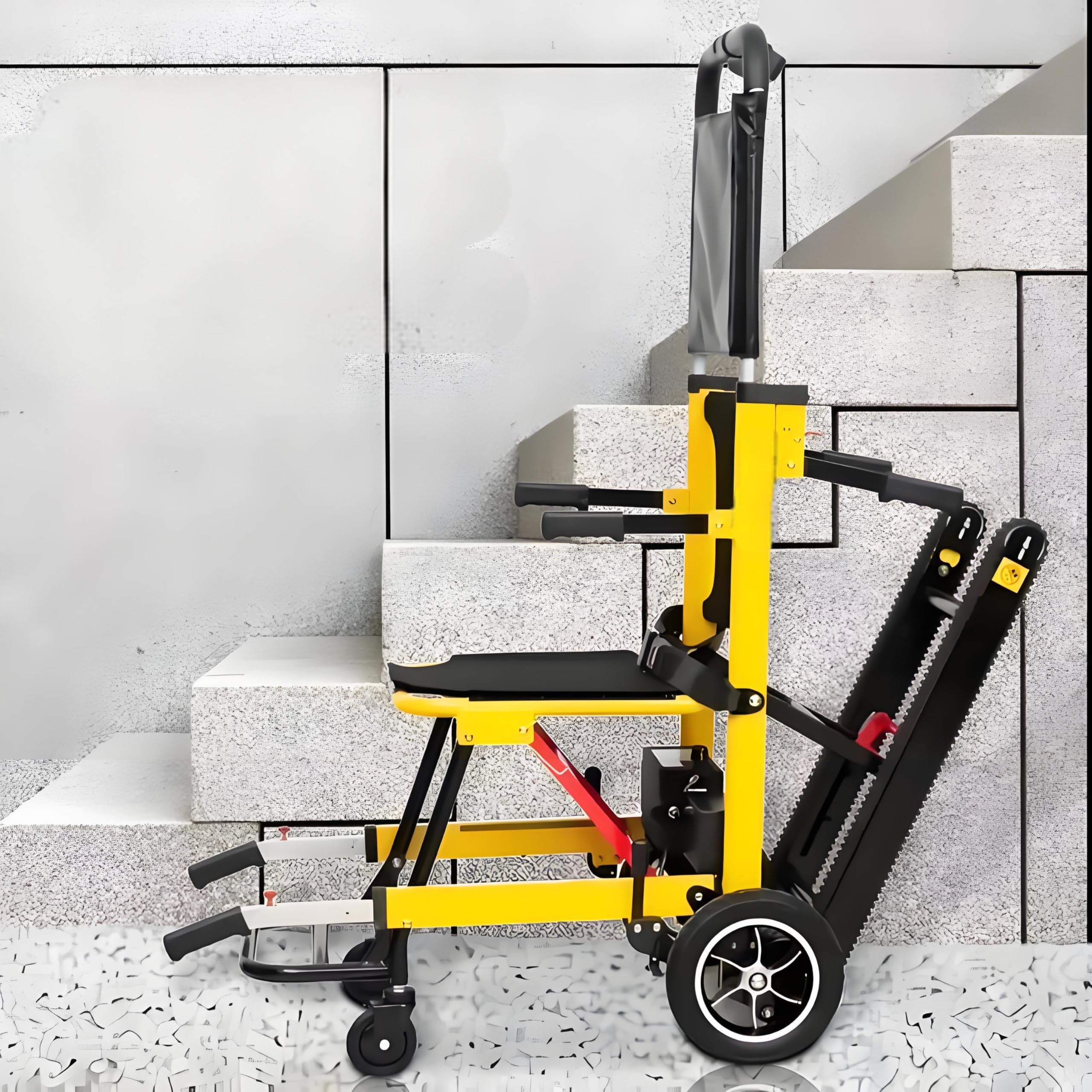Sedia a rotelle elettrica per anziani, corrimano, sollevatore per scale portatile aiuto trasporto pazienti disabili con motori forti, giallo