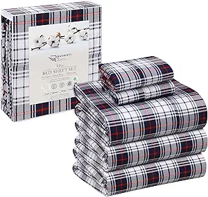 RUVANTI 100% Cotton Split King Sheets Sets for Adjustable Bed, 5 PCs, Soft & Breathable Percale Weave Bedding, Deep Pocket 16", Hotel Standard, Crisp Cool Feel & Durable, Floral Sheet, Prussian