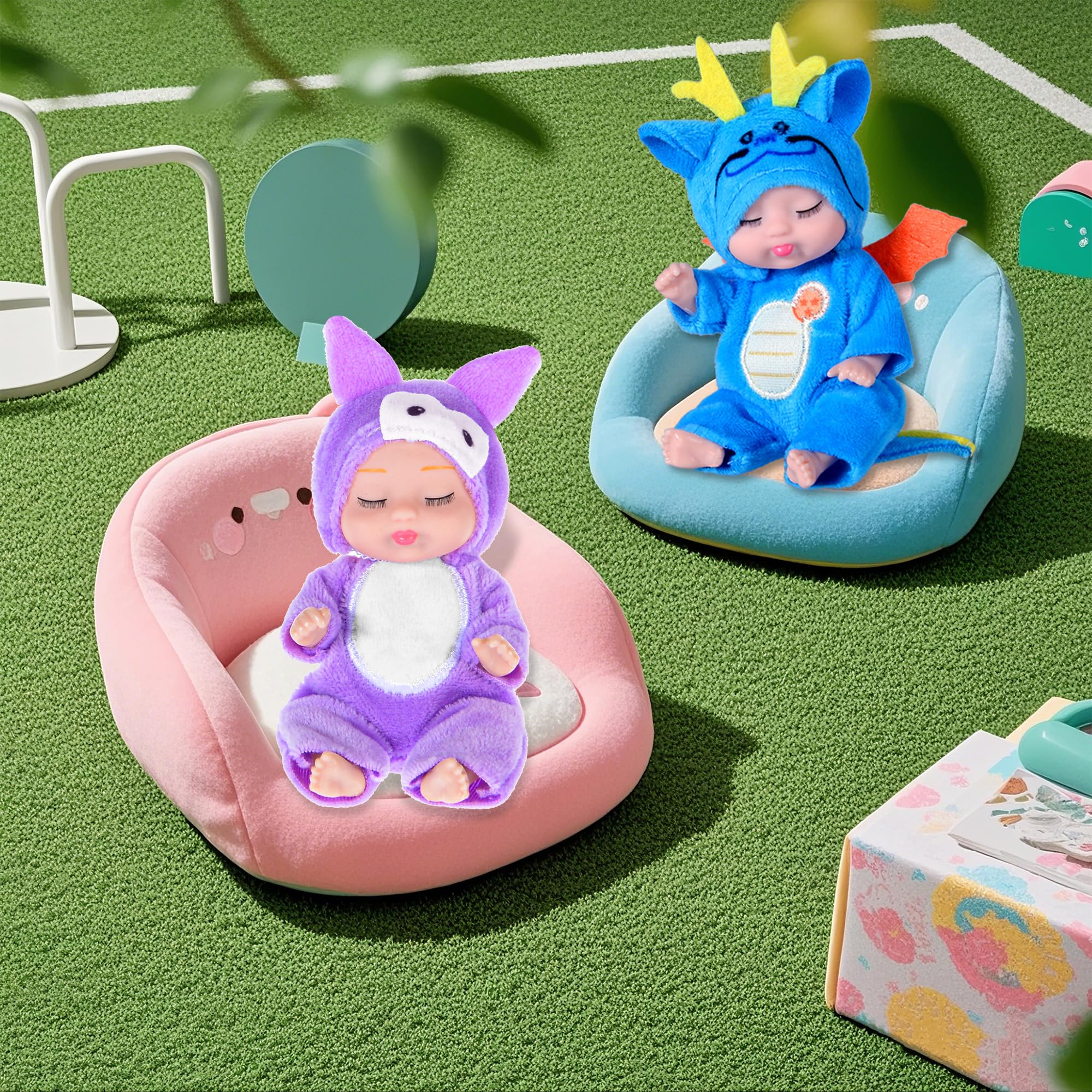 Paquete de 8 mini muñecas de bebé, muñecas realistas con temática de animales de 4 pulgadas para niñas 5