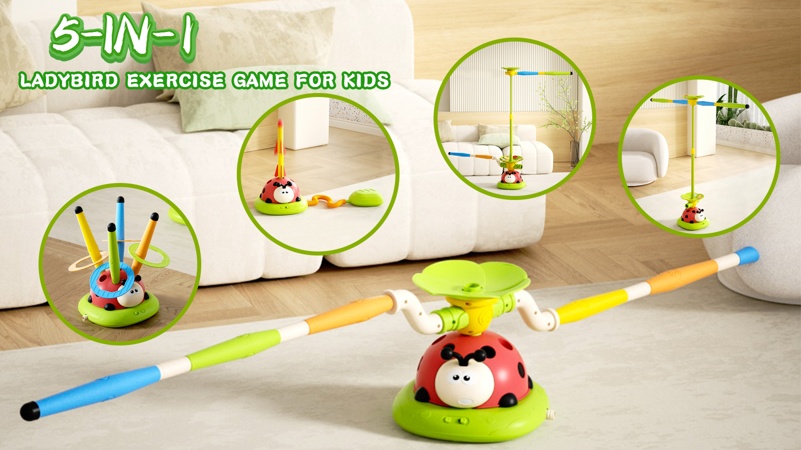 Amazon.com: Pobaiyi 5 in 1 Musical Jump Toys, Toss Ring Game
