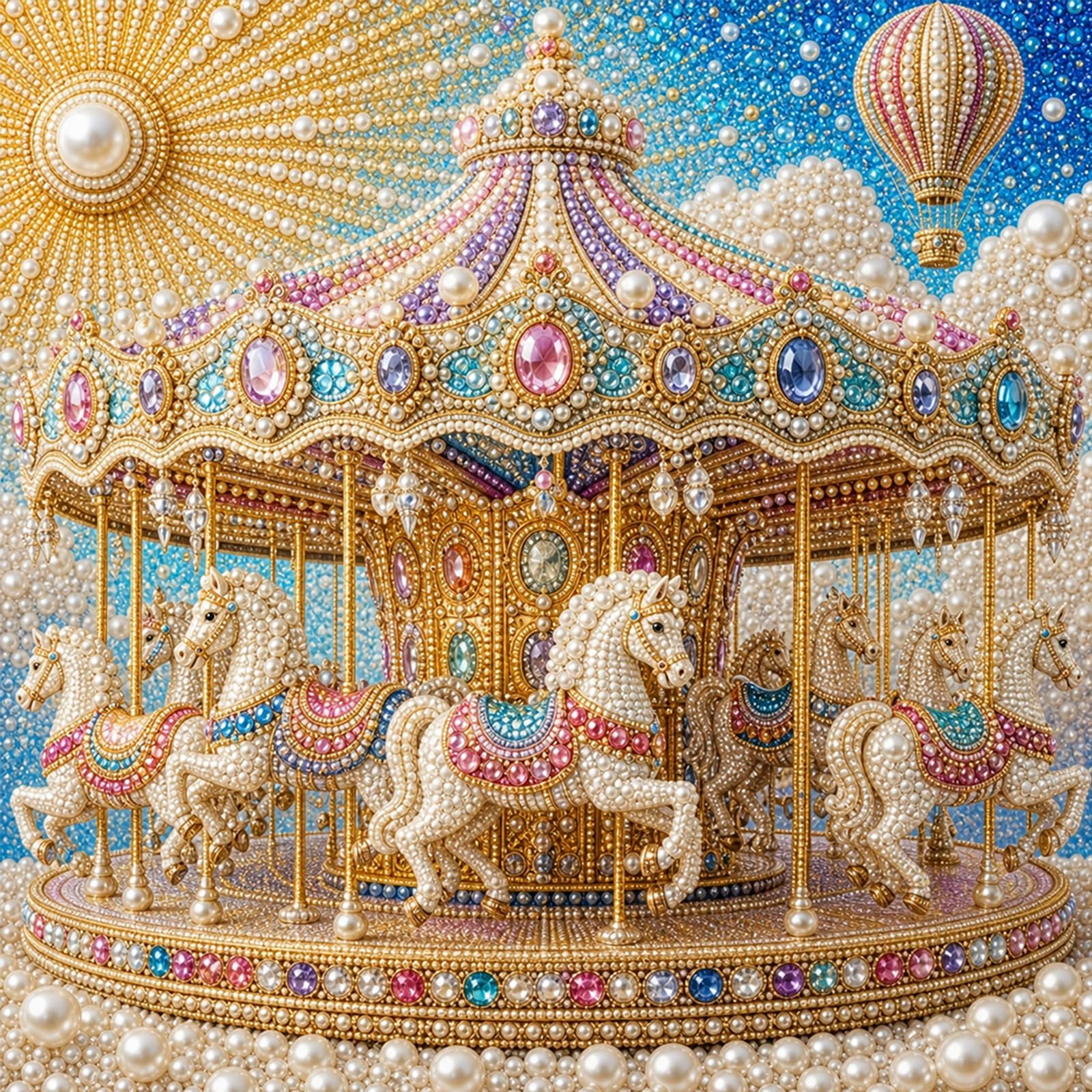 POETRYDRAW Carouse Pearl Diamond Art Kit 15.75x15.75 in
