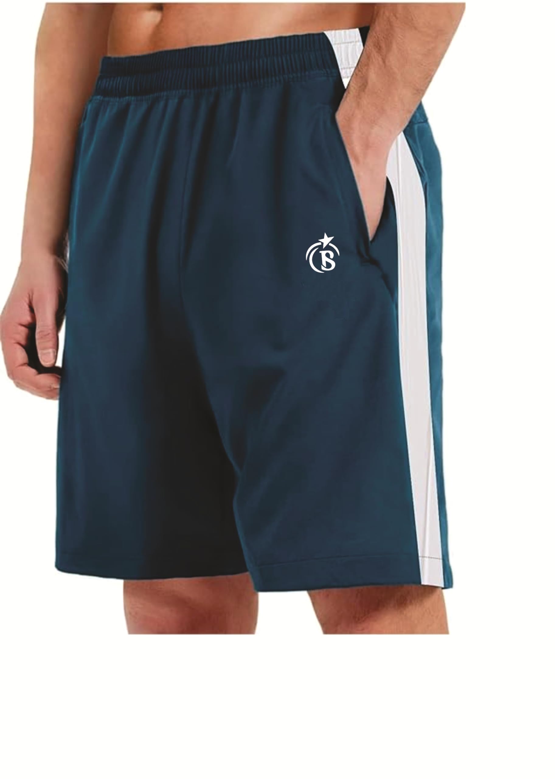 BLUE STAR SHARK Athletic Sports Short || Shorts for Men with Zip Pockets ||Quick Dry || Lightweight Activewear Shorts