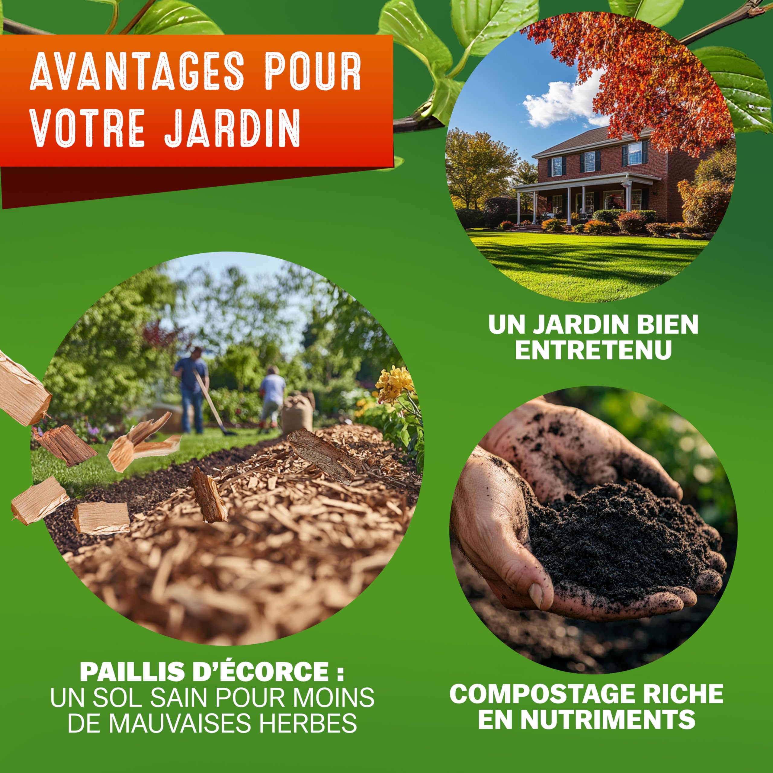 GARDEBRUK® Broyeur de végétaux électrique 3.100W Max. 44mm Sac 2X 60L broyeur à Rotor broyeur végétaux Silencieux à Rouleau Jardin déchets Verts Compost
