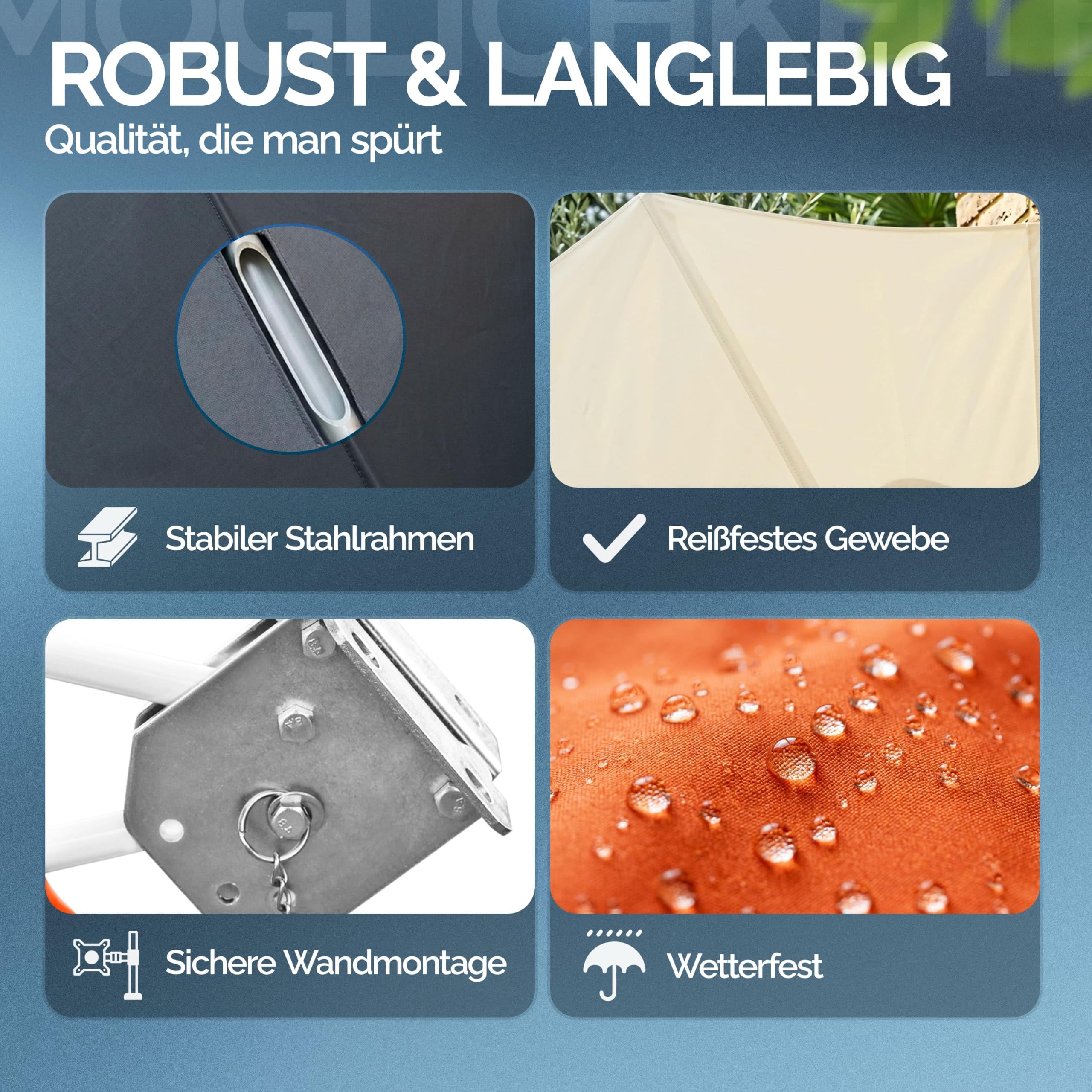 Detex® Balkonfächer Sichtschutz inkl. Abdeckung 140x140cm Wetterfest UV-beständig Faltbar Terrasse Seitenmarkise Sonnenschutz Wandhalterung Anthrazit