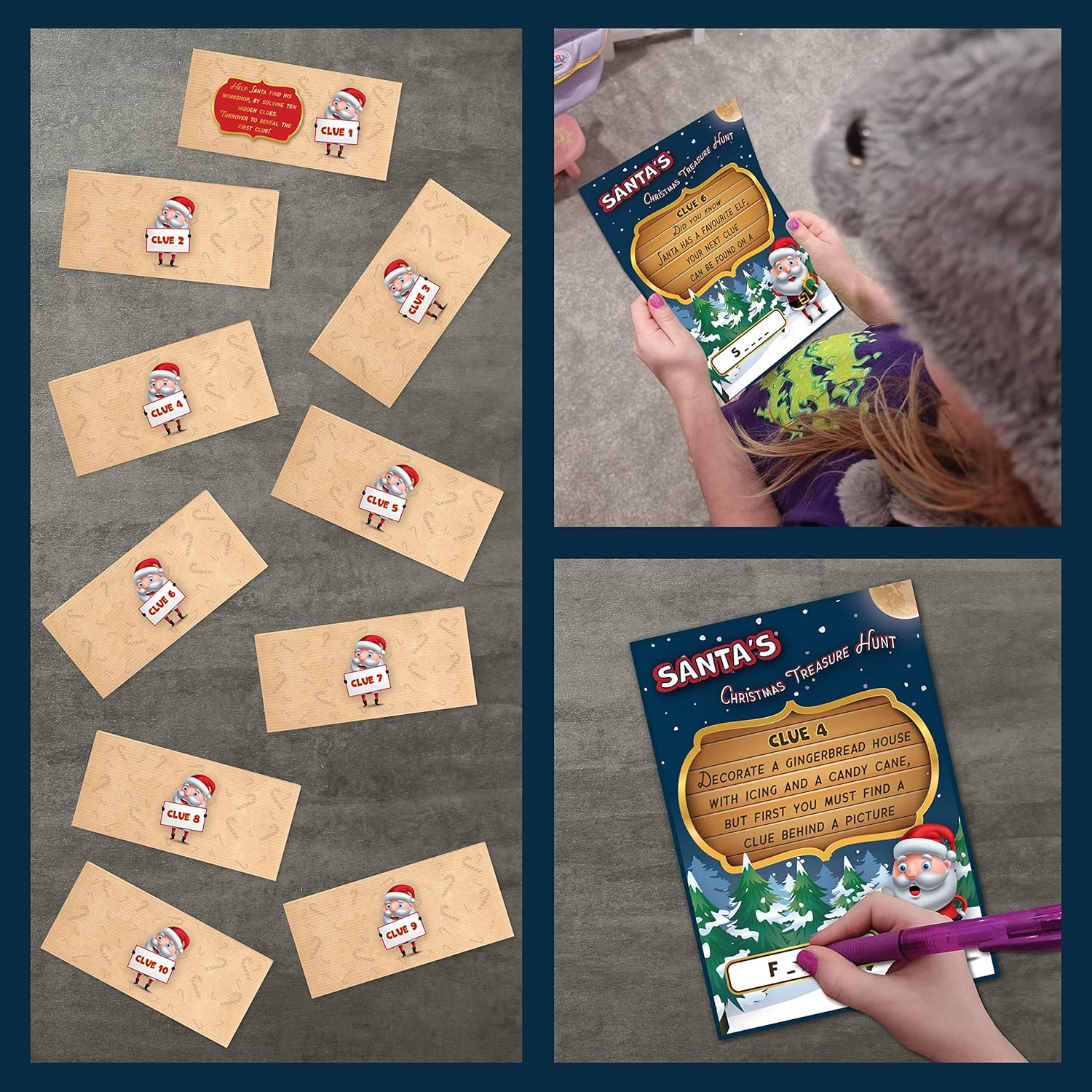 SANTA’S CHRISTMAS TREASURE HUNT – Prize, 10 Clues, Play with children, friends and family or use as Christmas eve box fillers, Christmas stocking fillers, Christmas Family Game, Christmas Chocolates