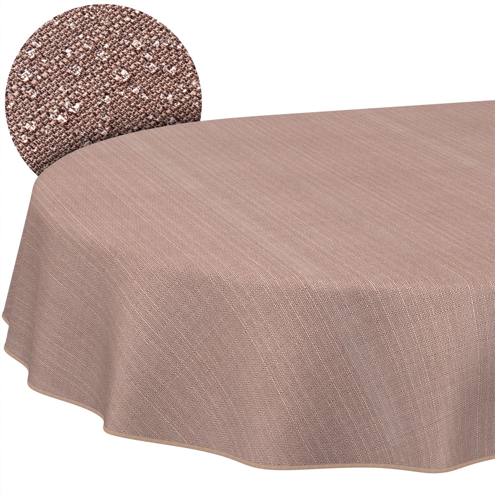 ANRO Nappe enduite Damassé Brun avec Ourlet Ovale 180x140 cm Anti-Taches