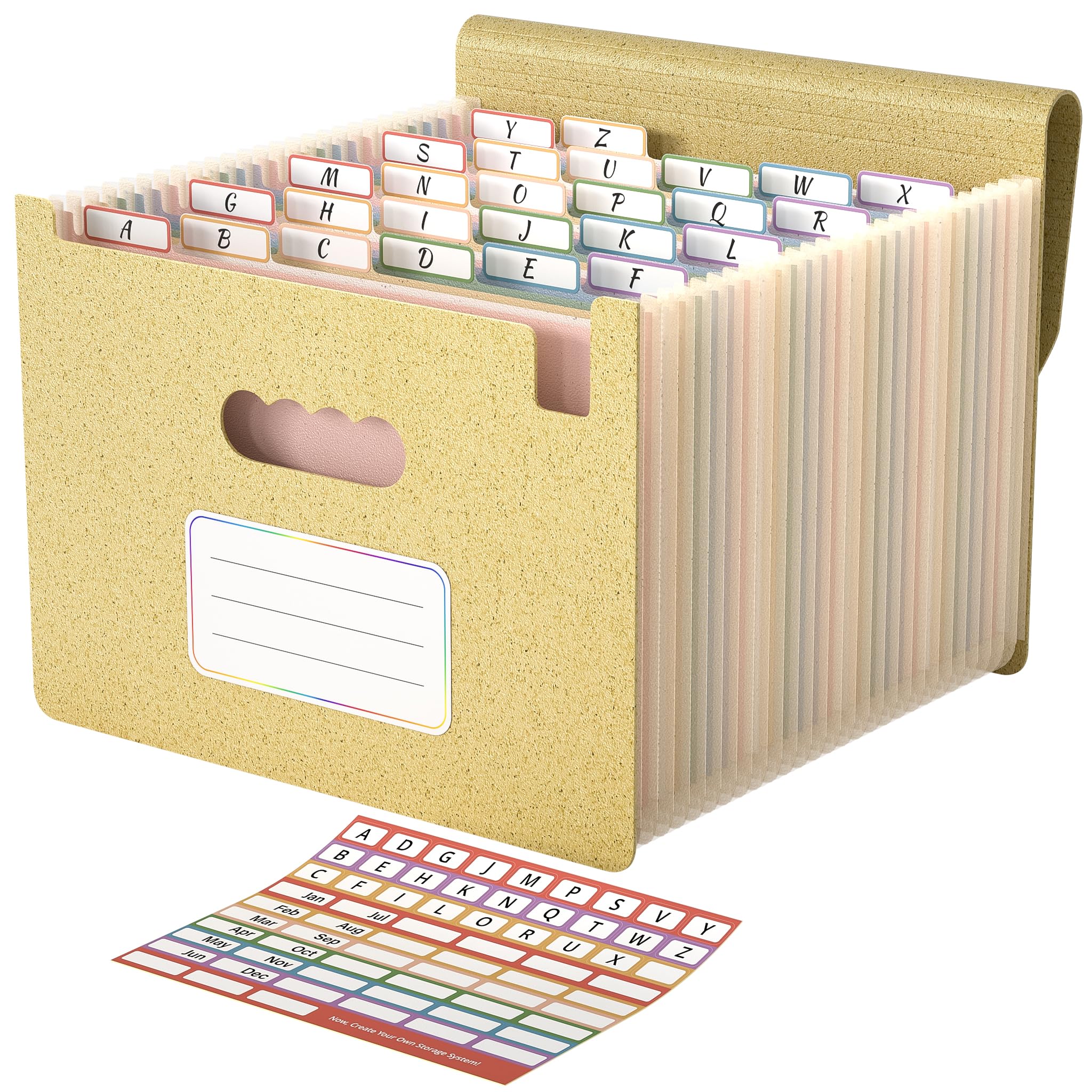 ABC life 26 Pockets Accordion File Organizer, Butter Yellow